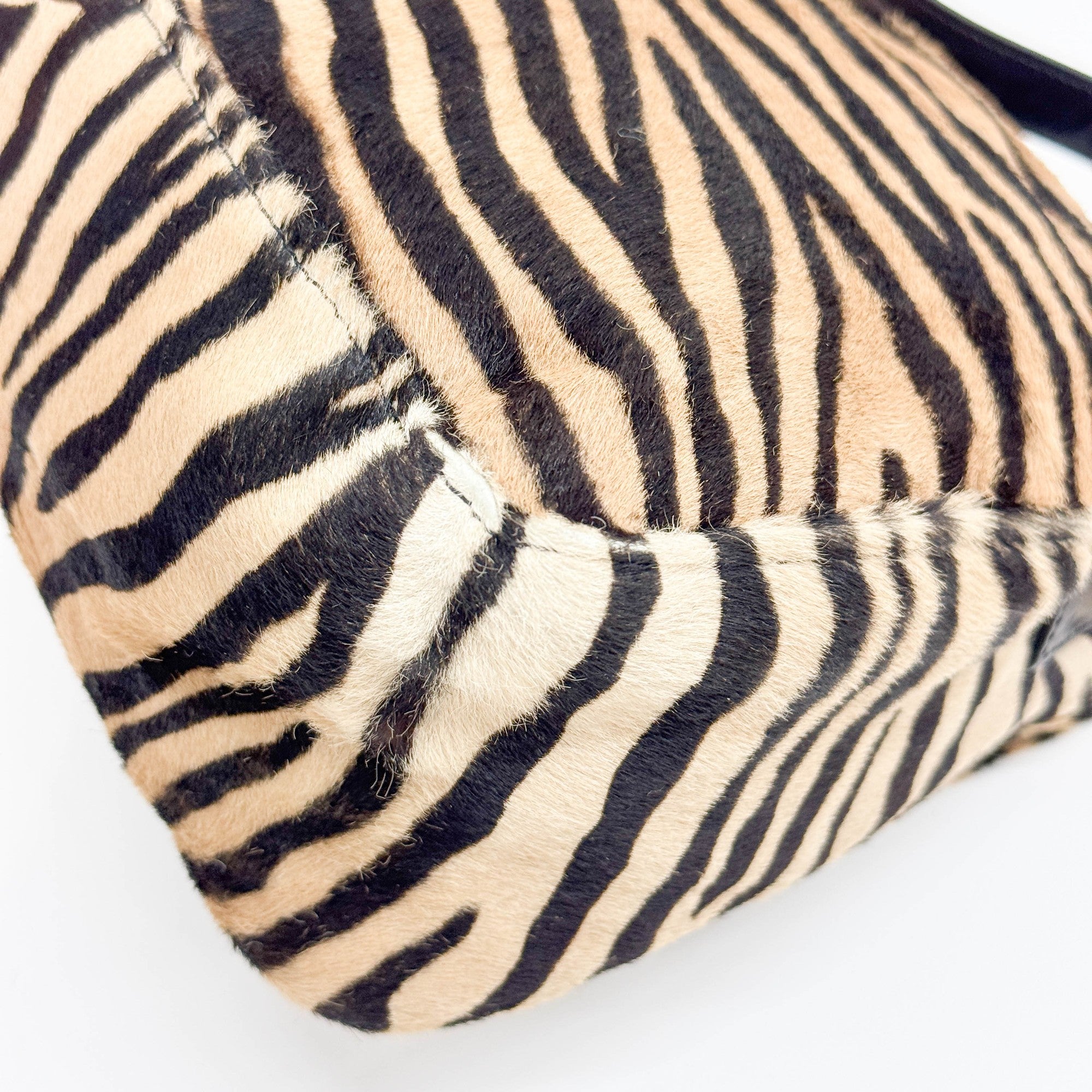 Mamma Baguette Brown Zebra Print Pony Hair Shoulder Bag