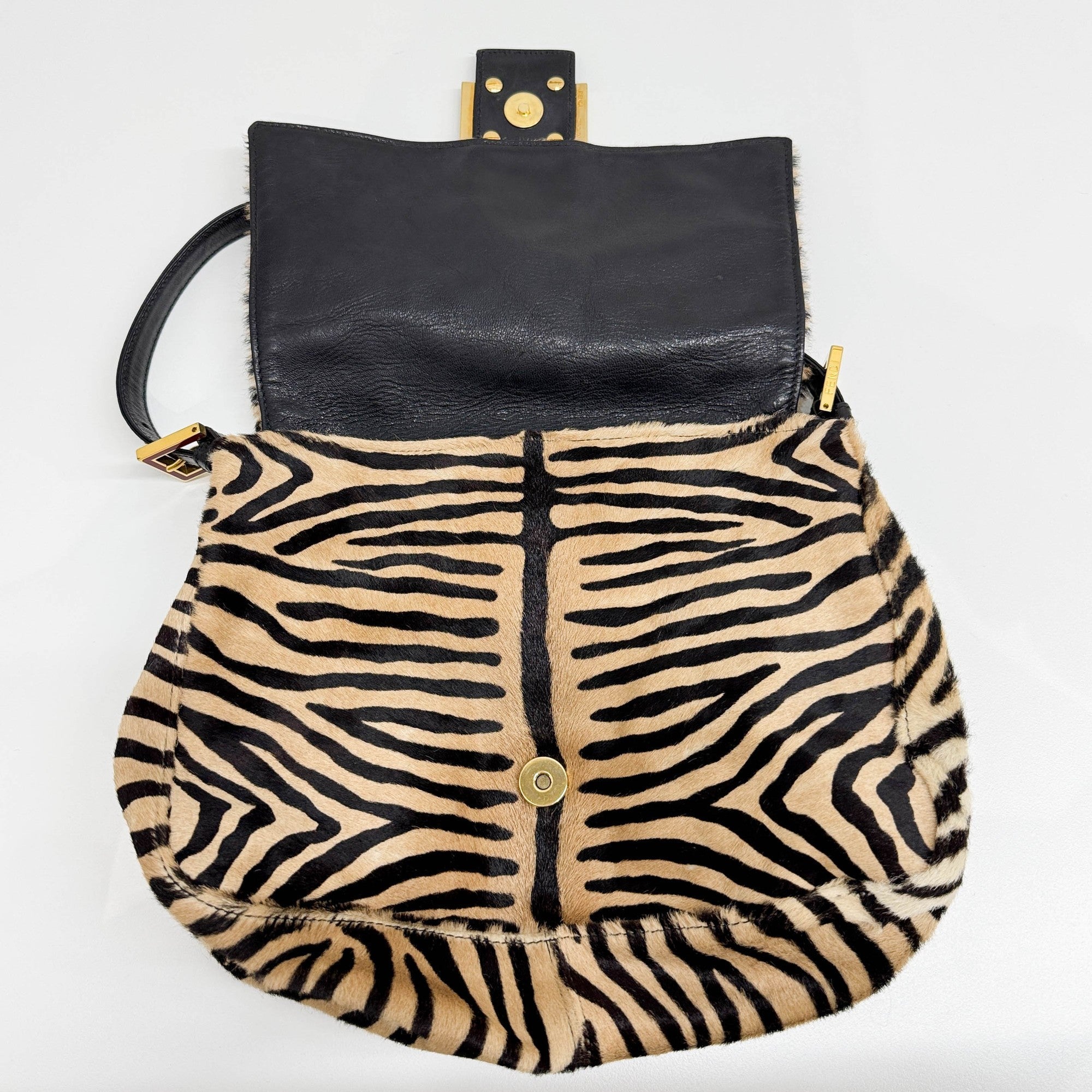 Mamma Baguette Brown Zebra Print Pony Hair Shoulder Bag