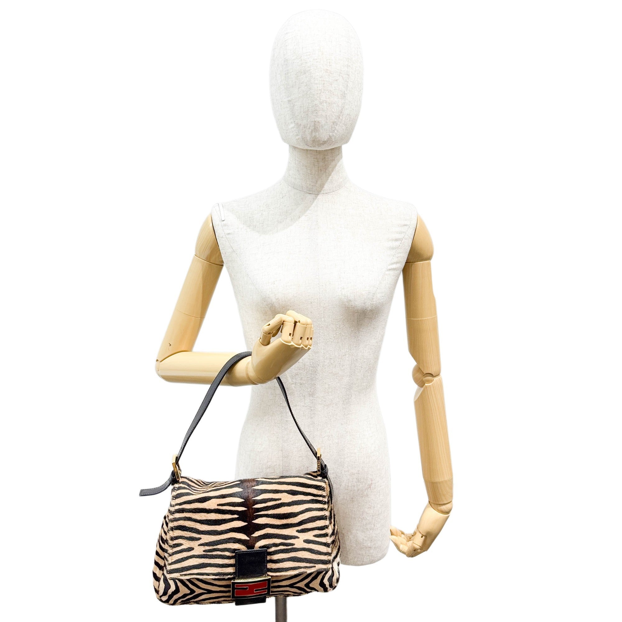Mamma Baguette Brown Zebra Print Pony Hair Shoulder Bag