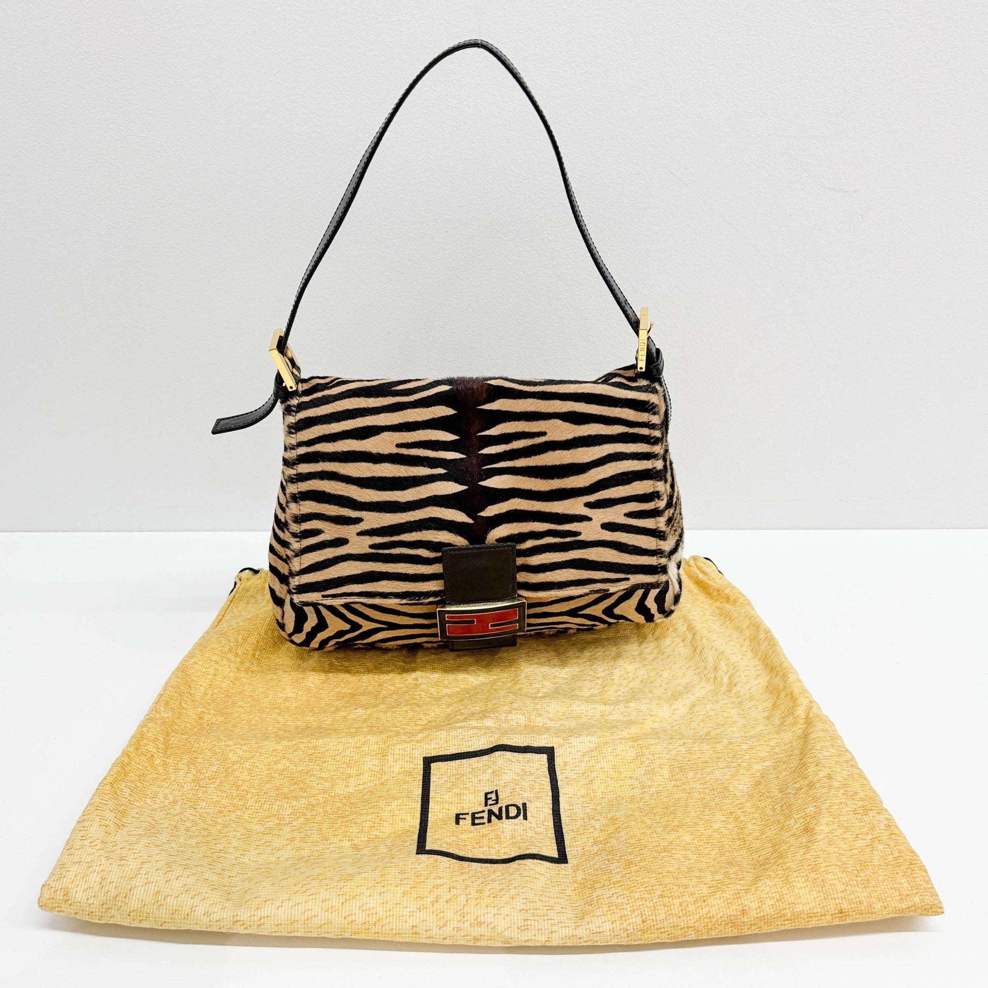 Mamma Baguette Brown Zebra Print Pony Hair Shoulder Bag