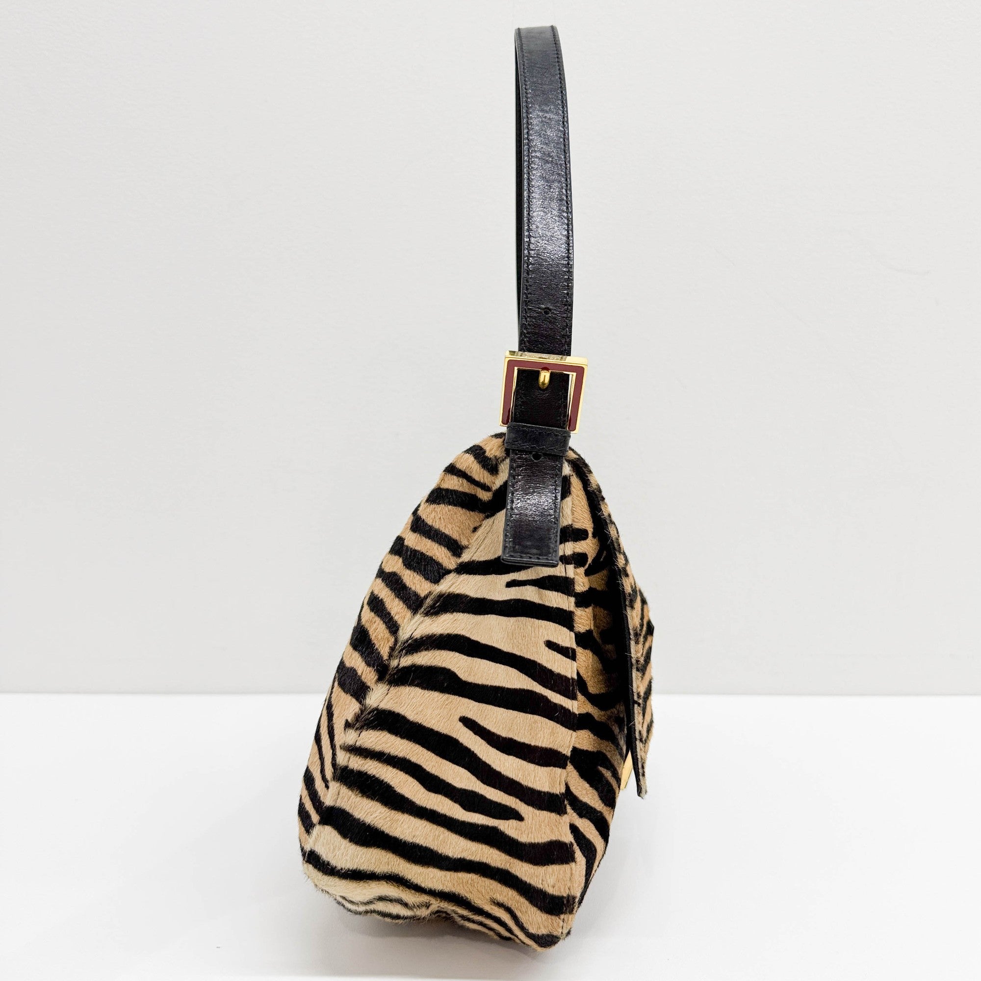 Mamma Baguette Brown Zebra Print Pony Hair Shoulder Bag