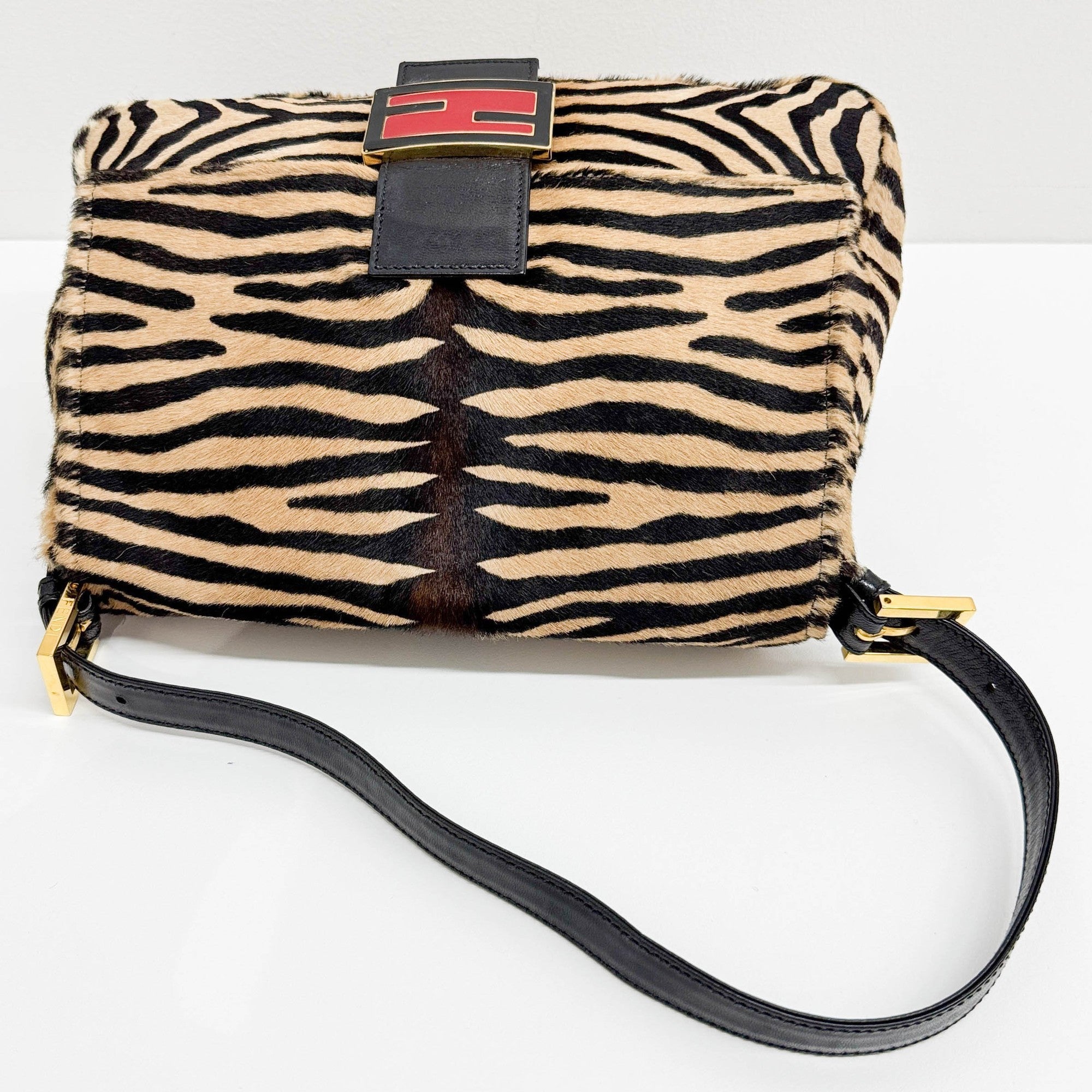 Mamma Baguette Brown Zebra Print Pony Hair Shoulder Bag