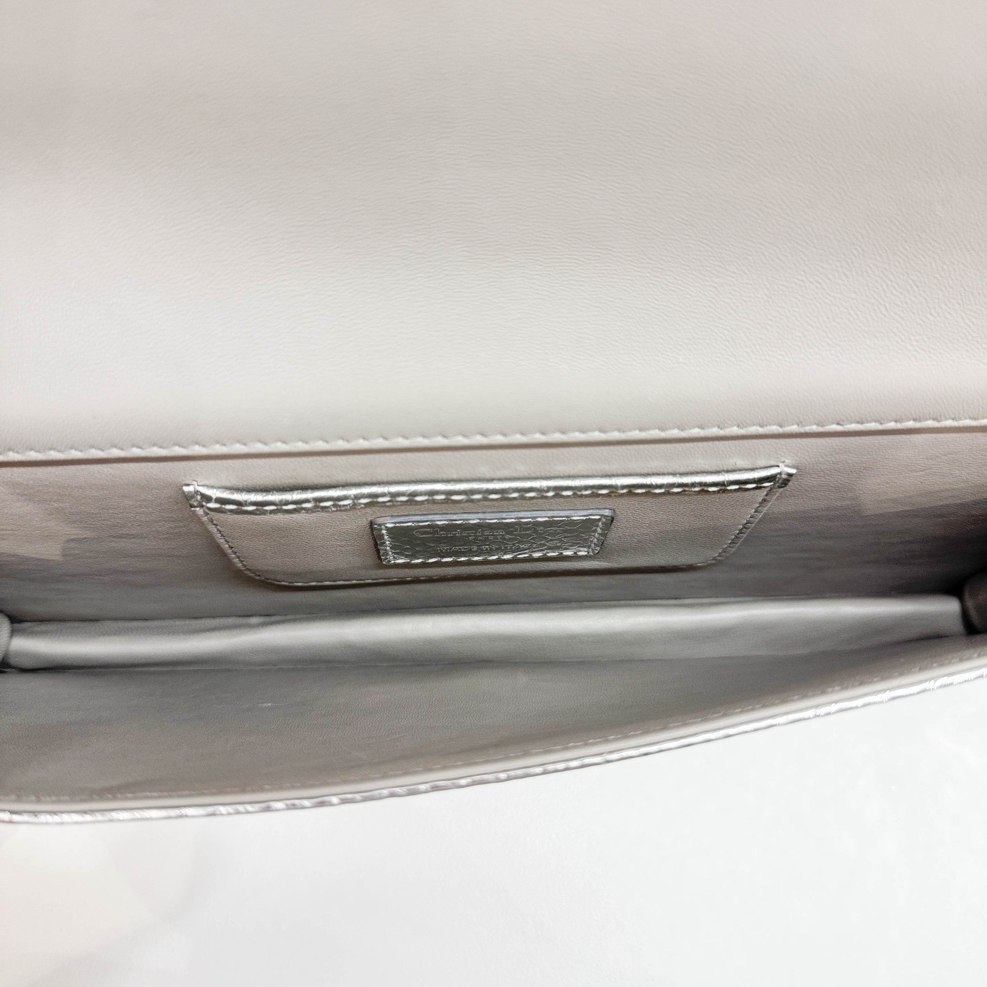 Silver Python Embossed Leather Shoulder Bag