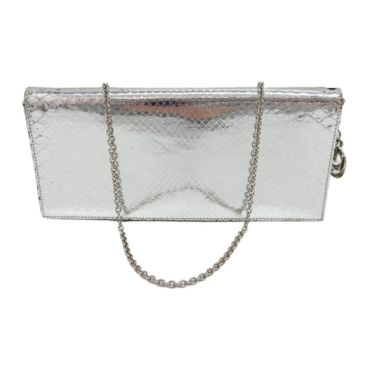 Silver Python Embossed Leather Shoulder Bag
