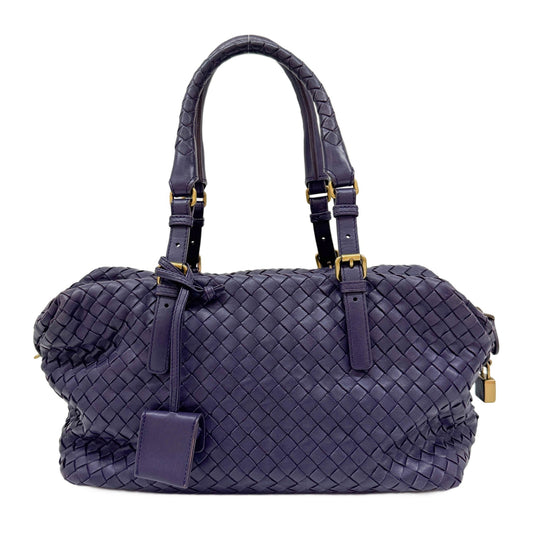 Intrecciato Purple Leather Shoulder Bag