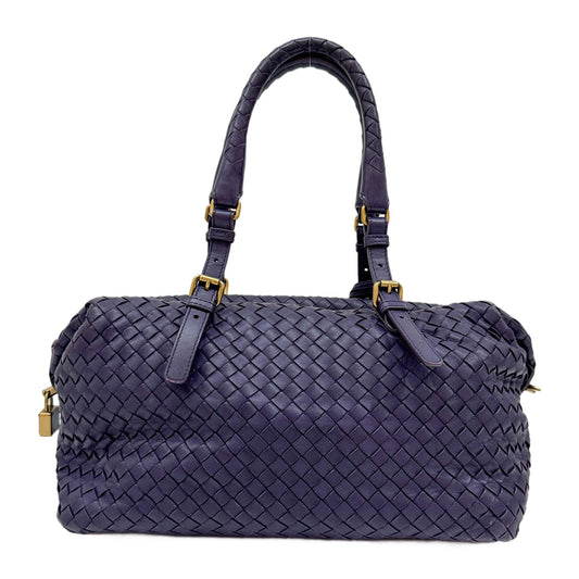 Intrecciato Purple Leather Shoulder Bag