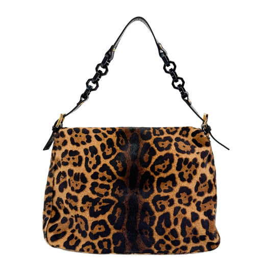 Mamma Baguette Brown Leopard Print Pony Hair Shoulder Bag
