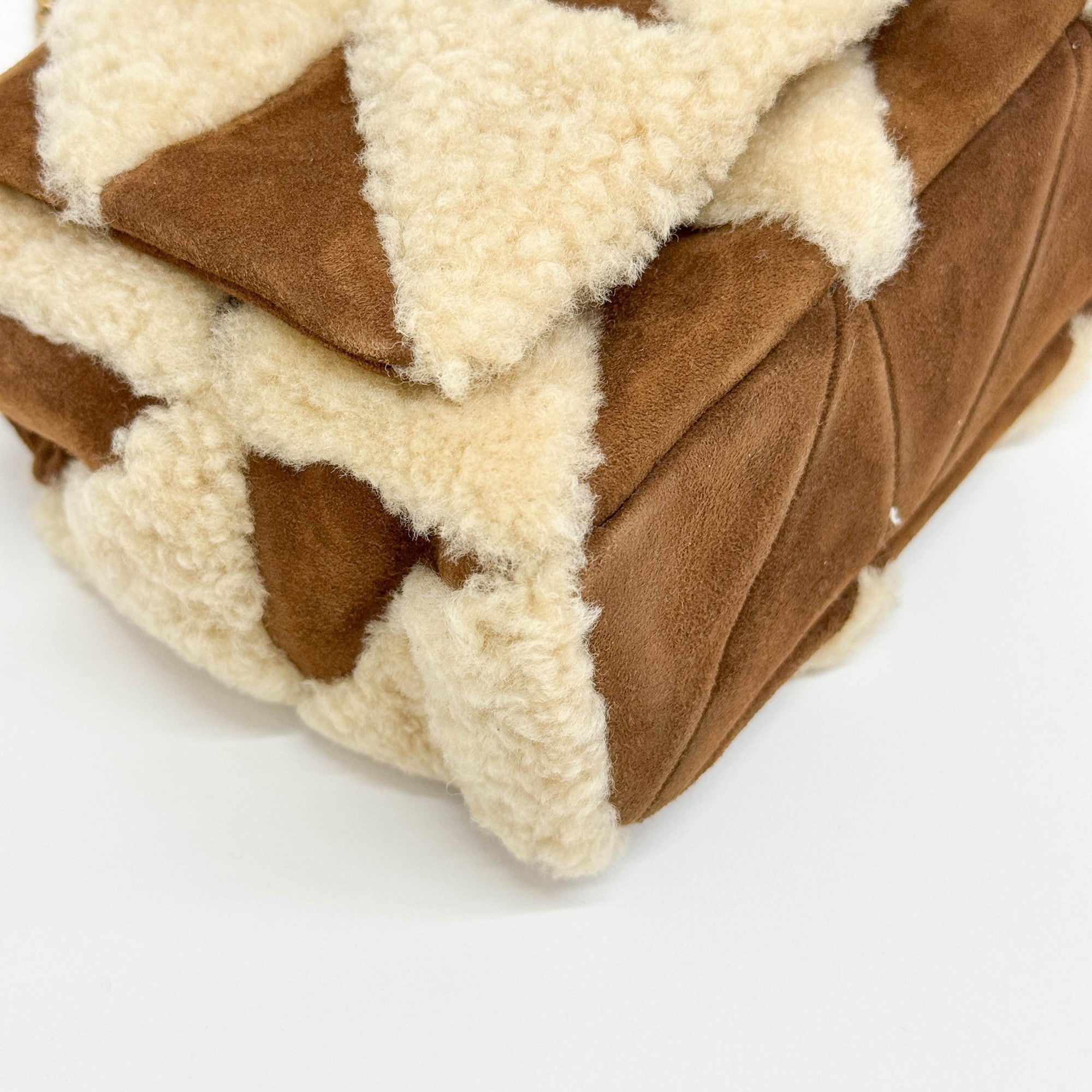 Fur Patchwork Brown Leather Shoulder Bag