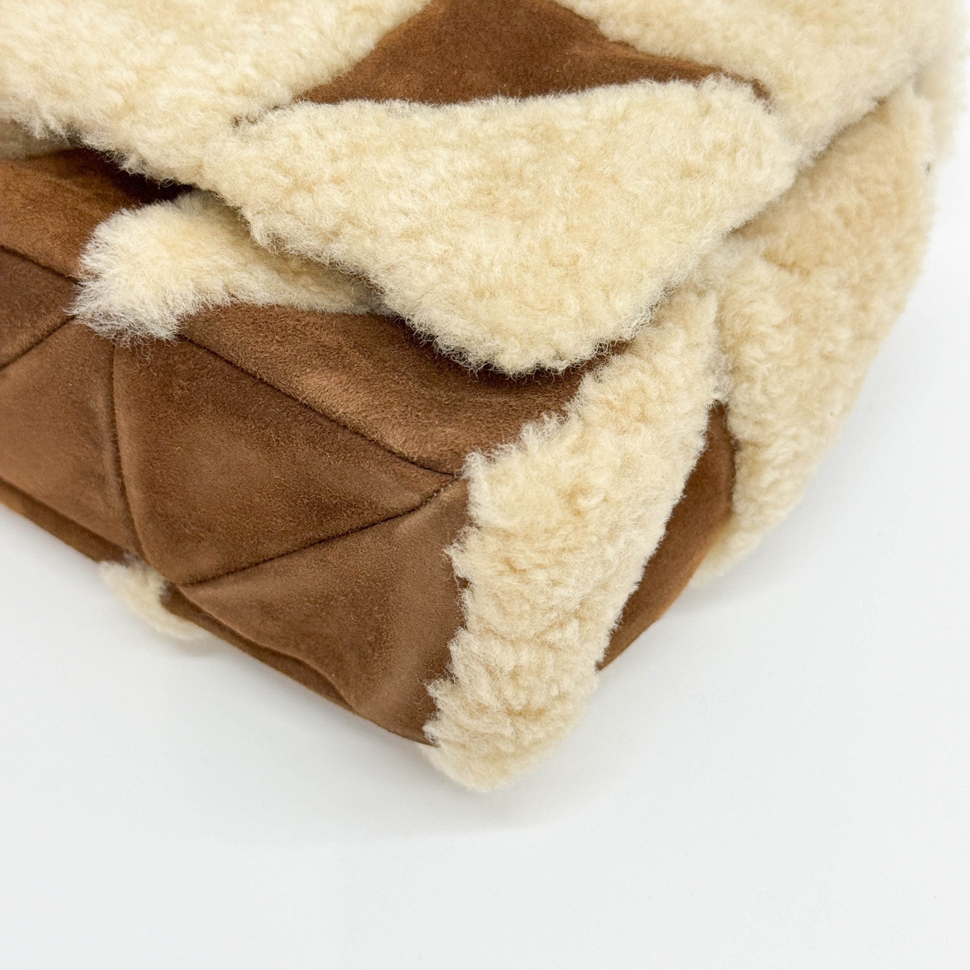 Fur Patchwork Brown Leather Shoulder Bag