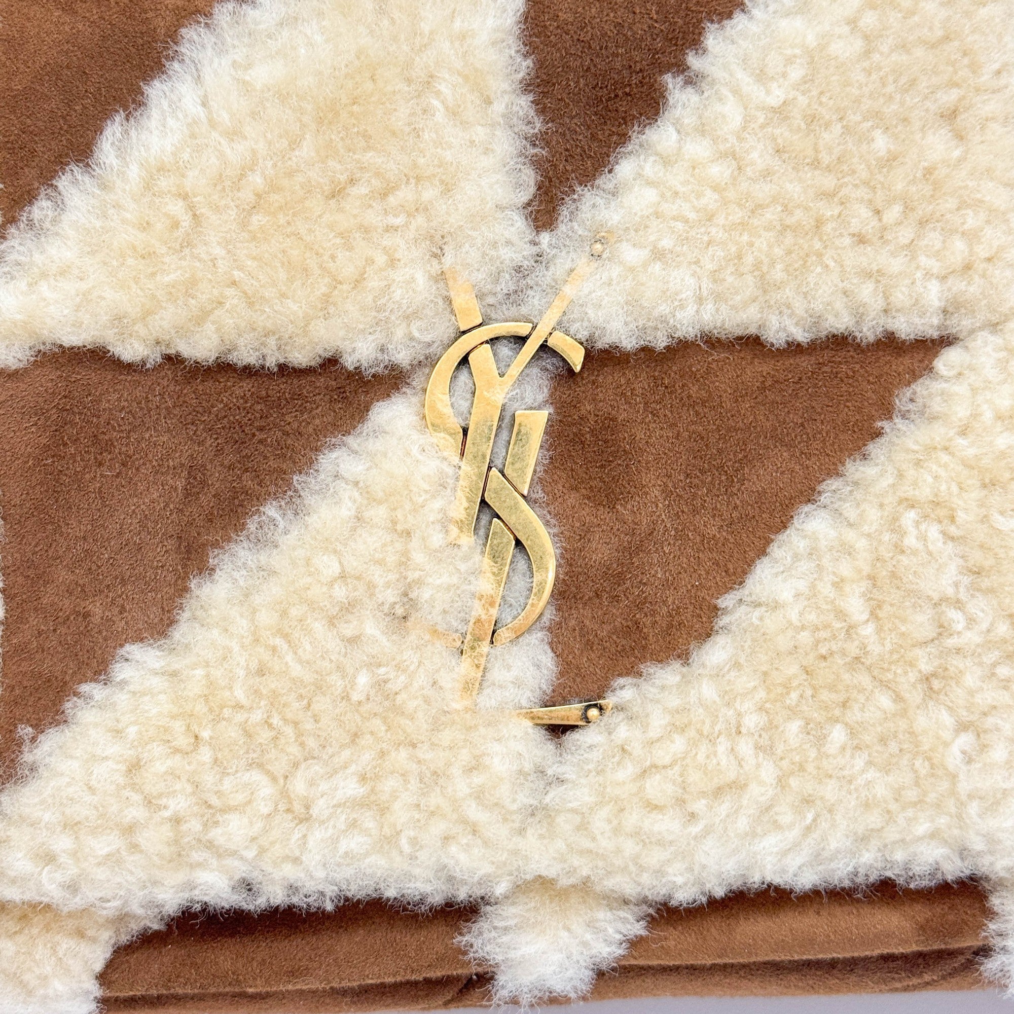 Fur Patchwork Brown Leather Shoulder Bag