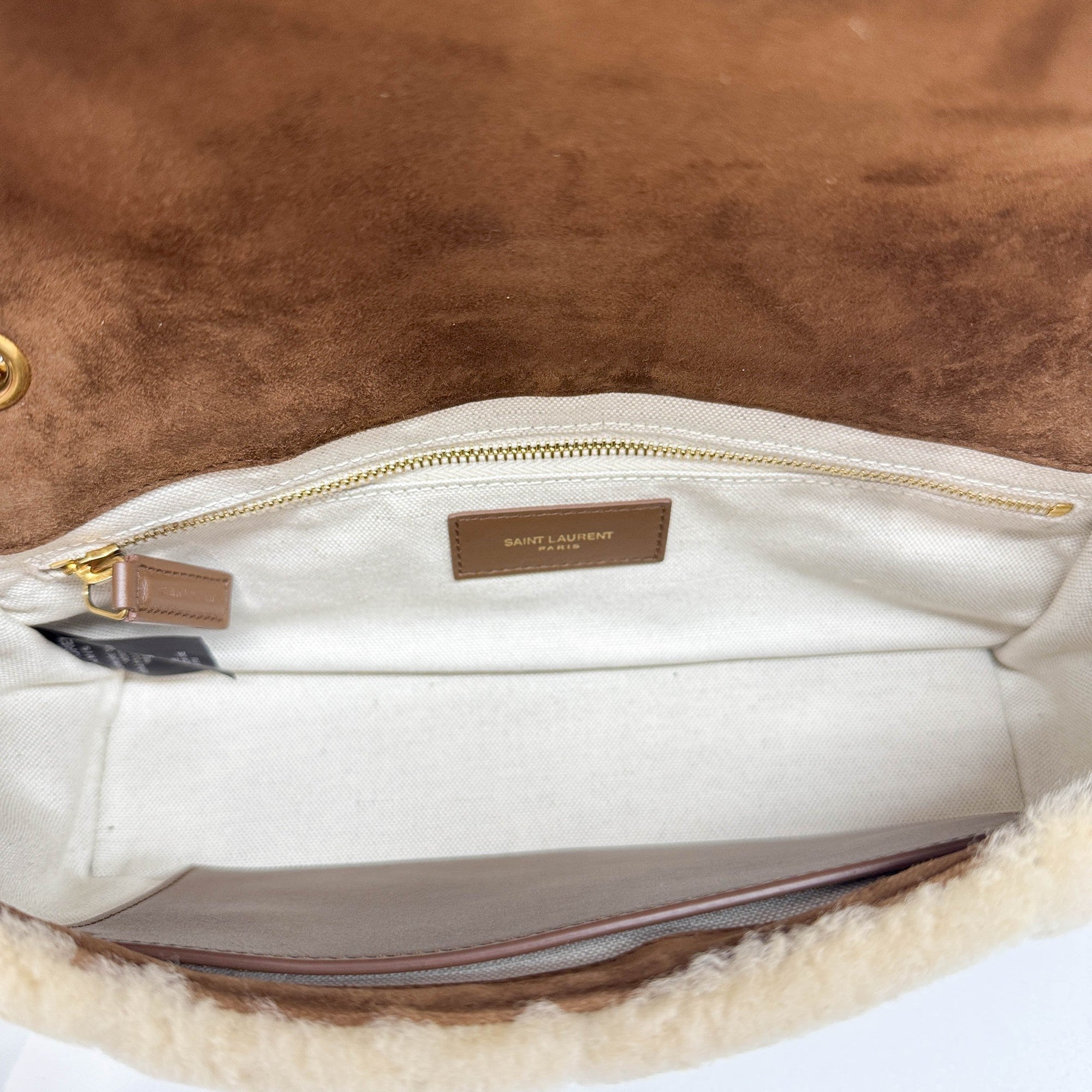 Fur Patchwork Brown Leather Shoulder Bag