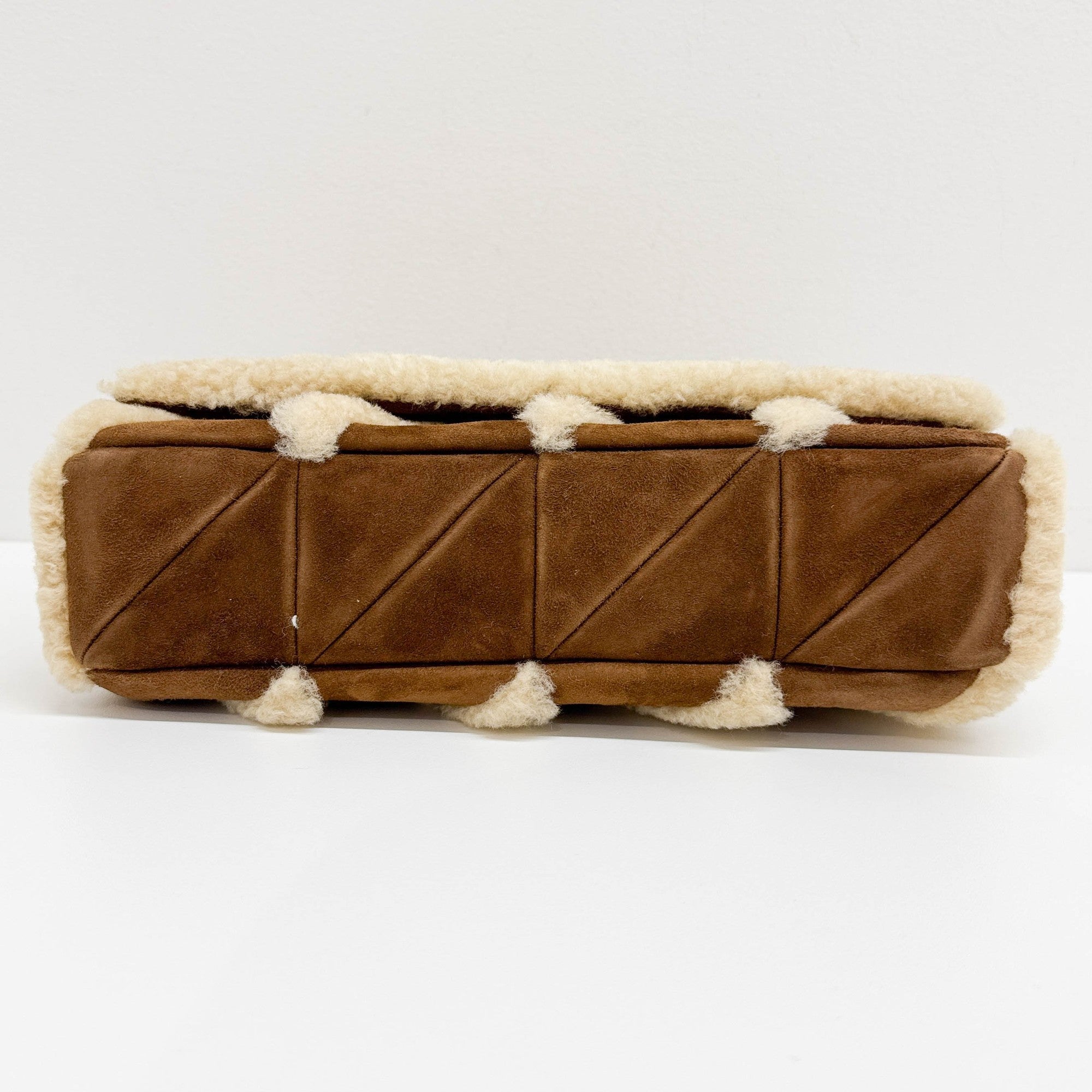 Fur Patchwork Brown Leather Shoulder Bag