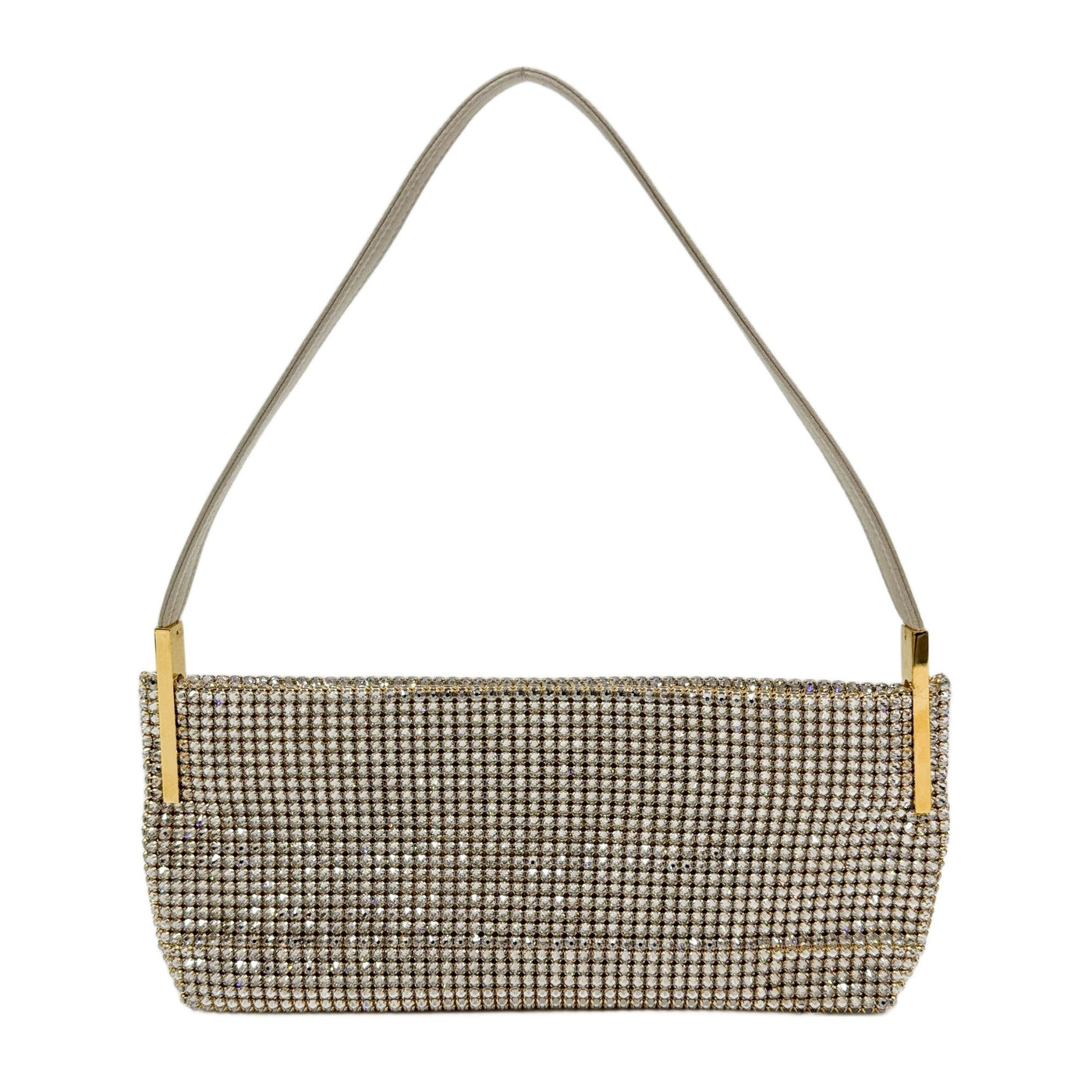 White & Gold Rhinestone Shoulder Bag