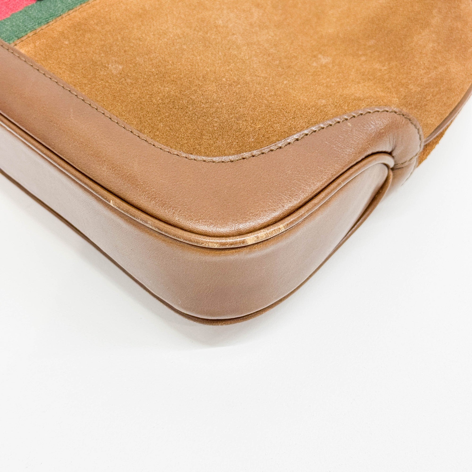 Mini Jackie Cherry Line Brown Suede Shoulder Bag