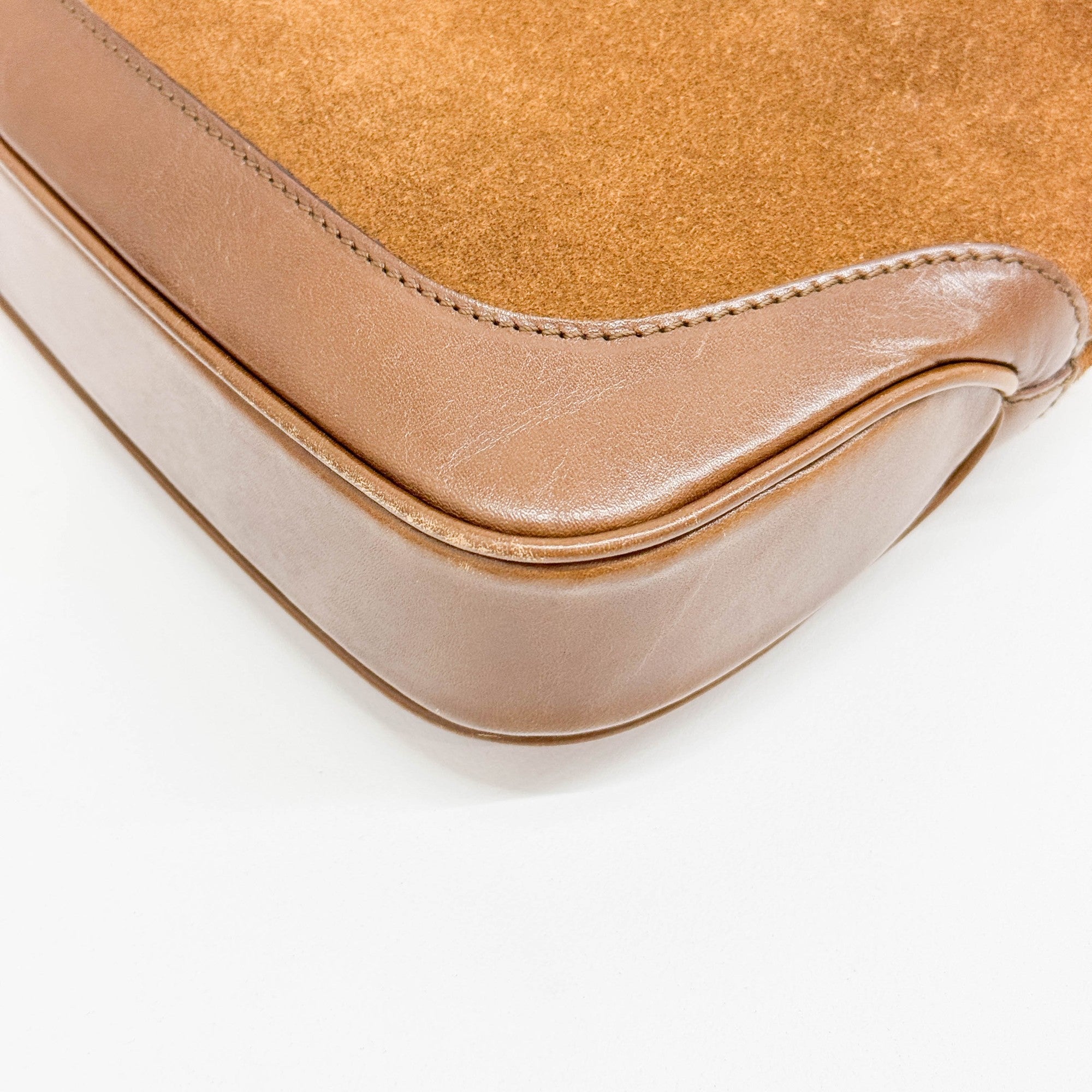 Mini Jackie Cherry Line Brown Suede Shoulder Bag