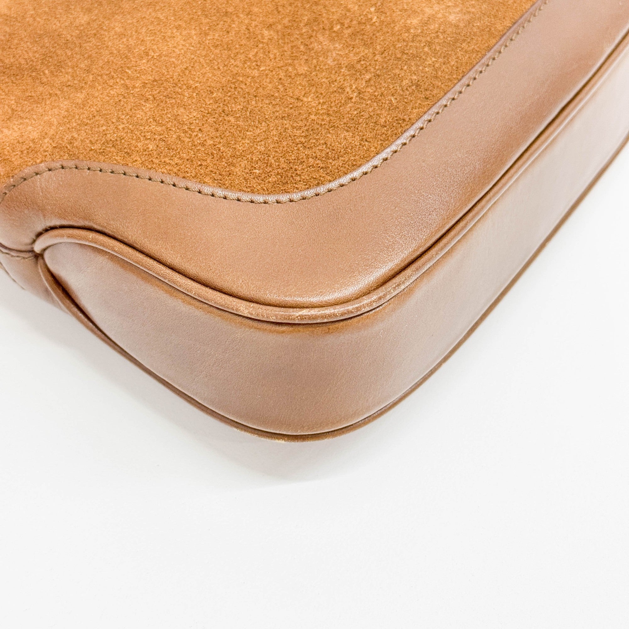 Mini Jackie Cherry Line Brown Suede Shoulder Bag