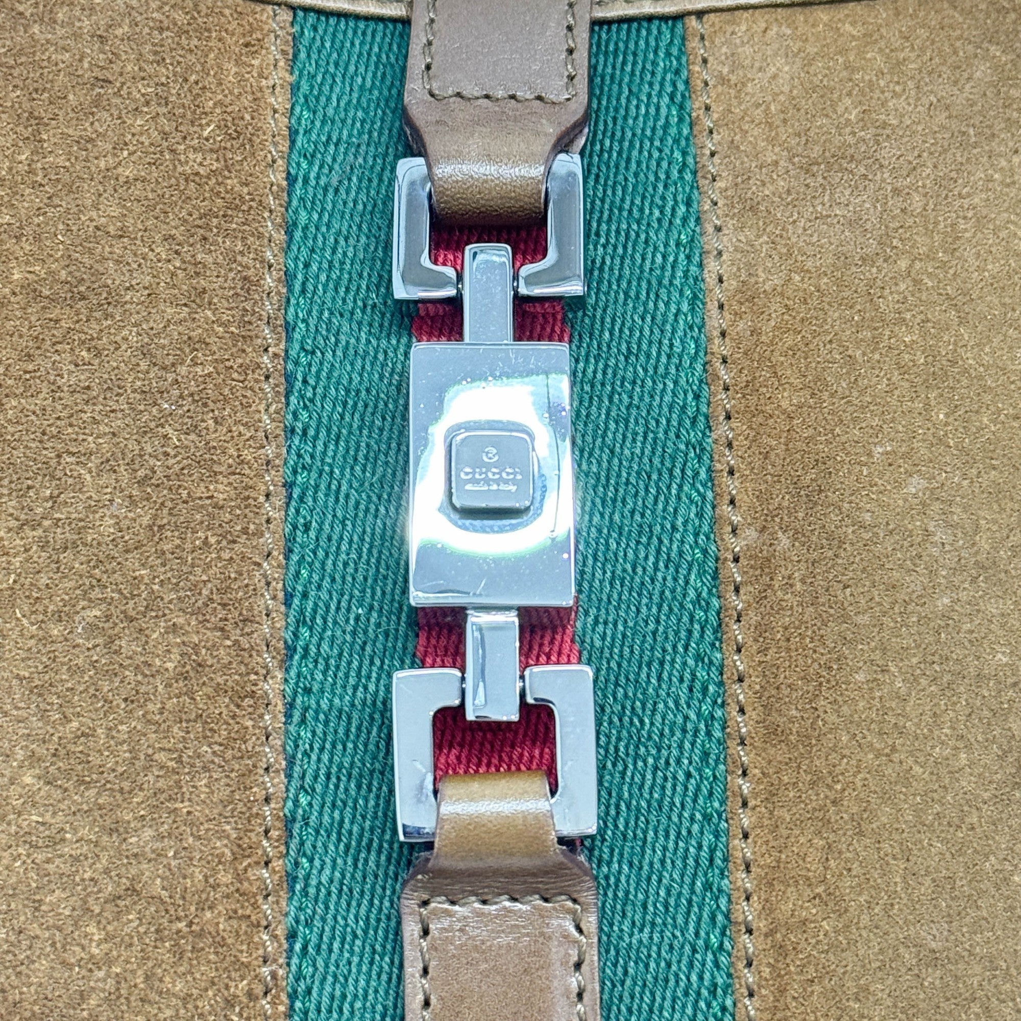 Mini Jackie Cherry Line Brown Suede Shoulder Bag