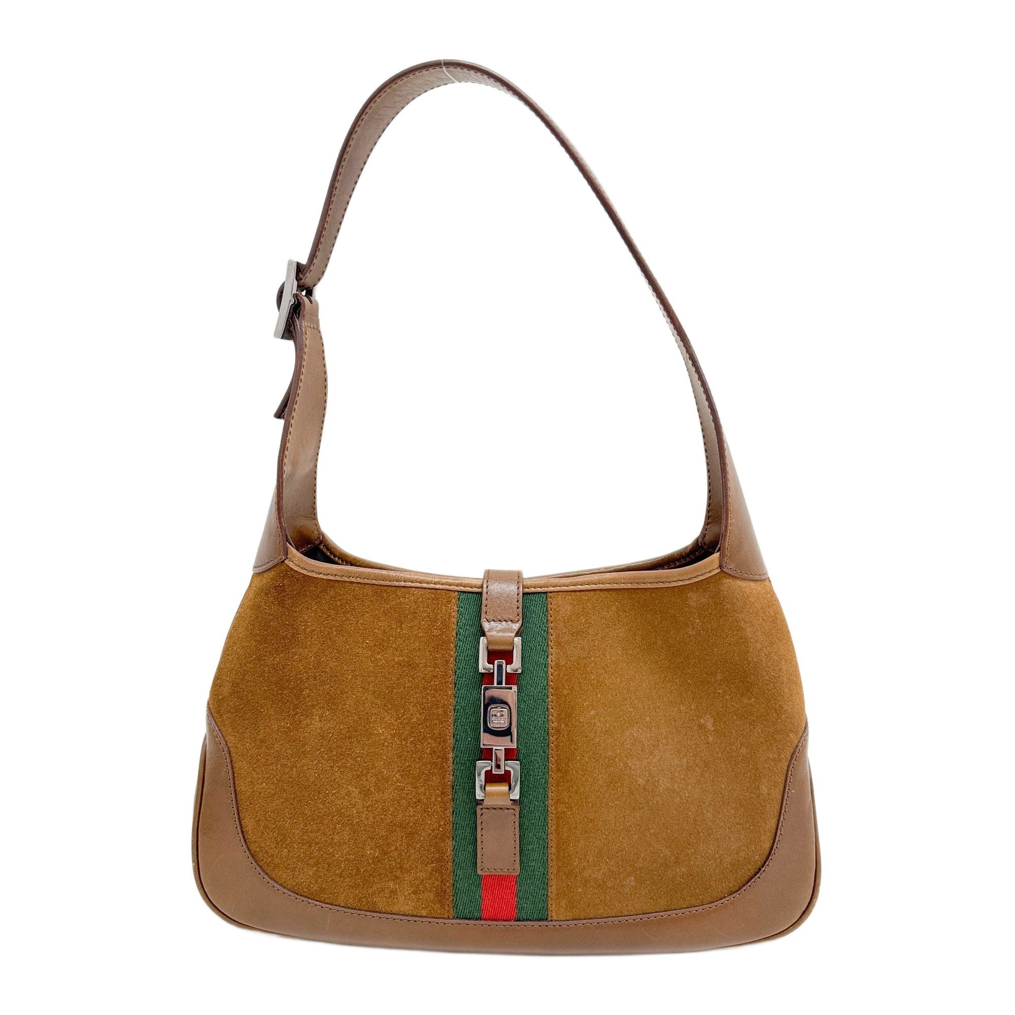 Mini Jackie Cherry Line Brown Suede Shoulder Bag