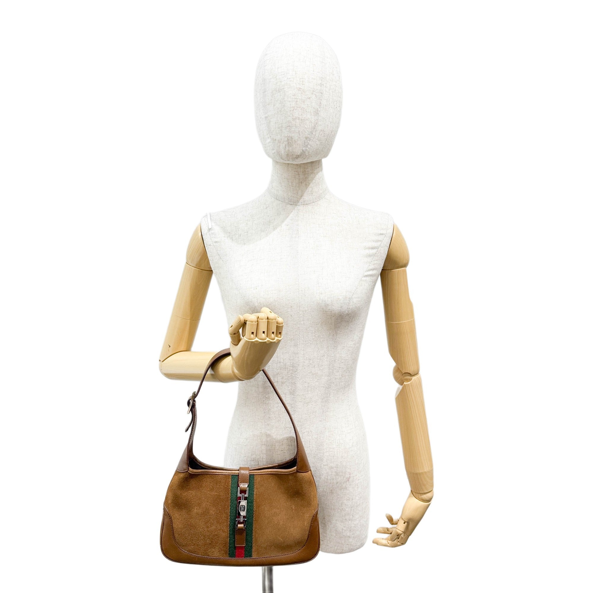 Mini Jackie Cherry Line Brown Suede Shoulder Bag