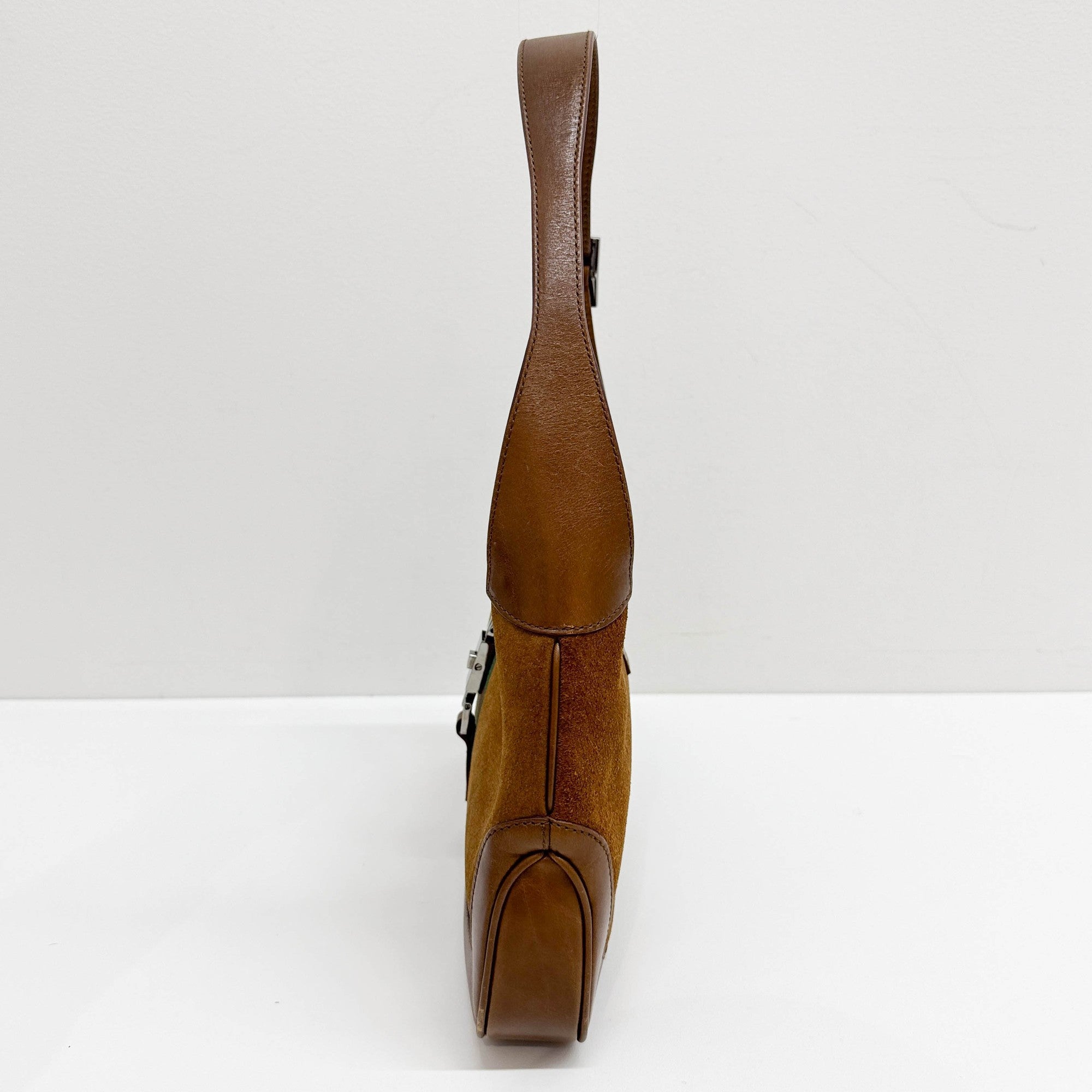 Mini Jackie Cherry Line Brown Suede Shoulder Bag