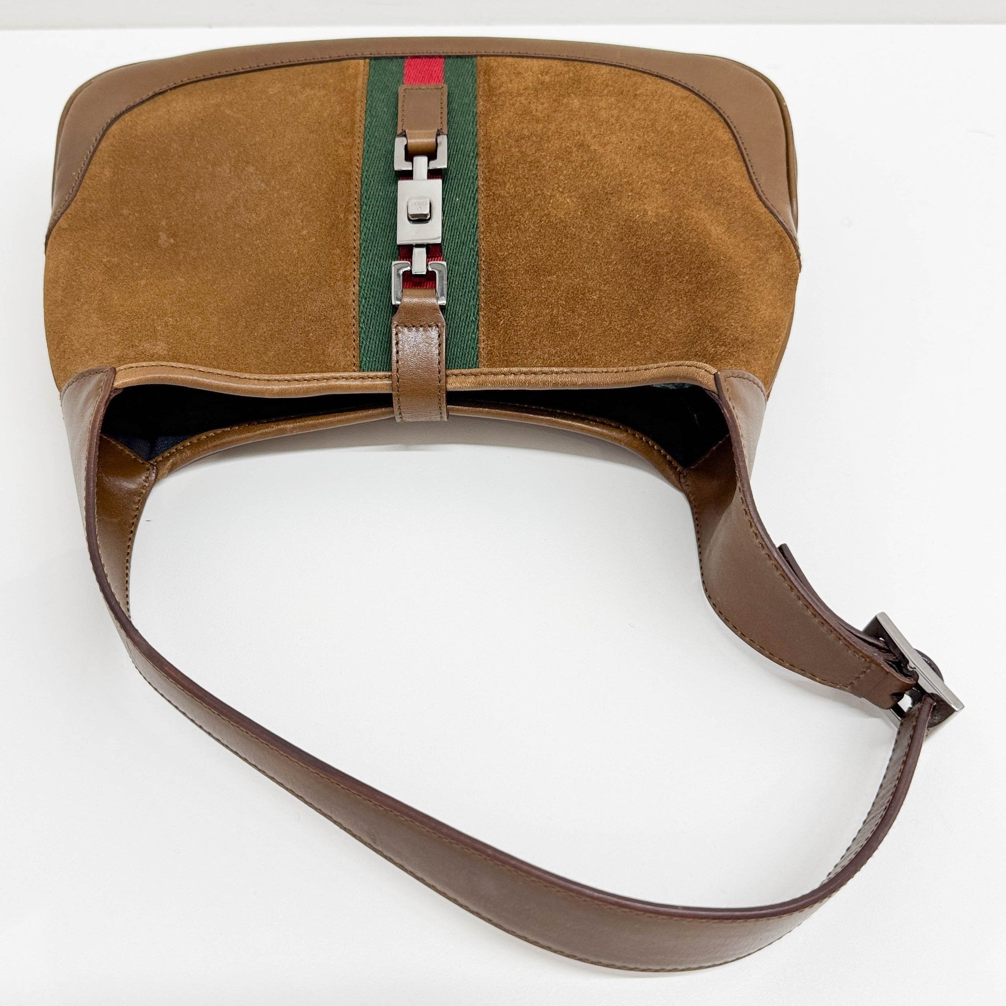 Mini Jackie Cherry Line Brown Suede Shoulder Bag