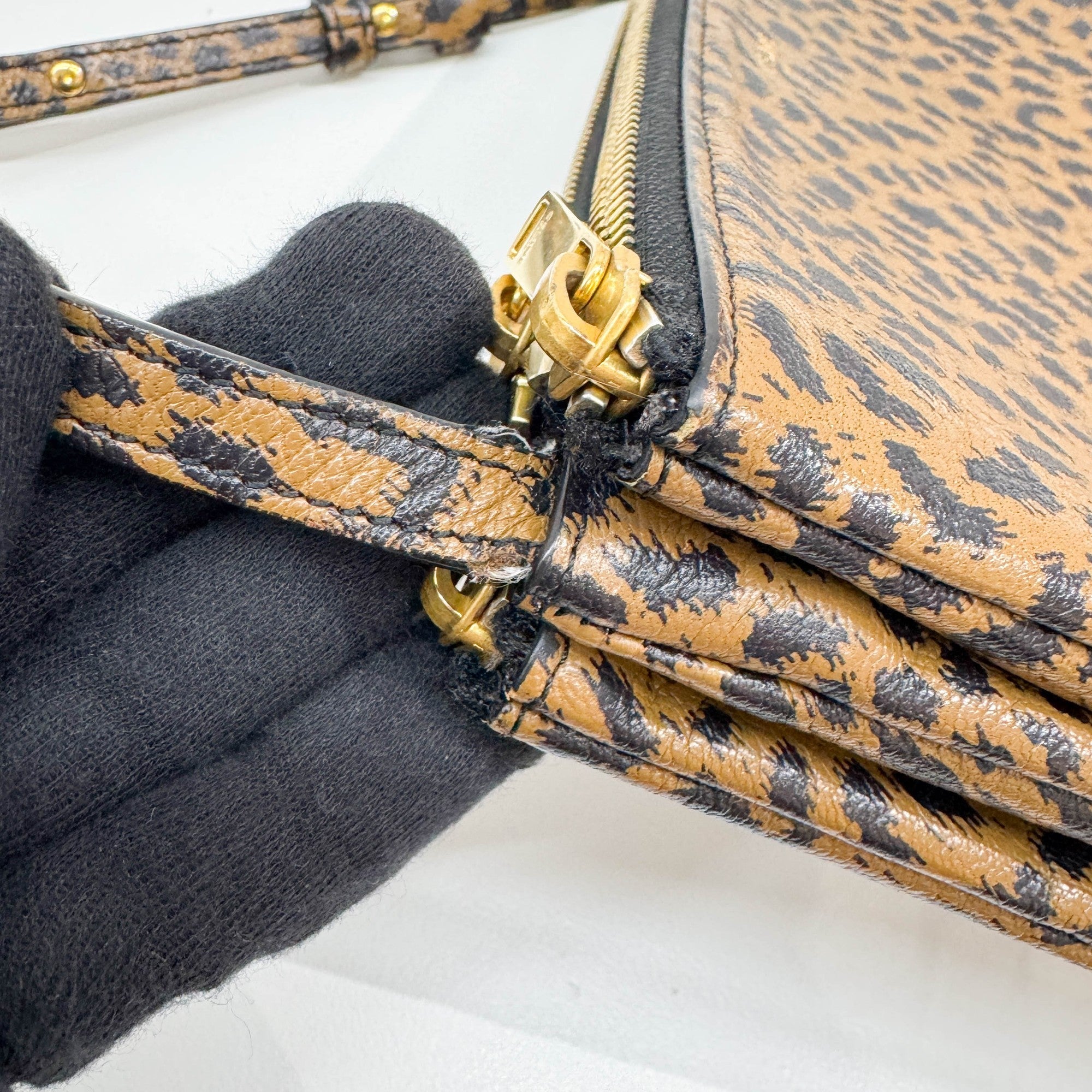 3 in 1 Brown Cheetah Canvas Crossbody Bag