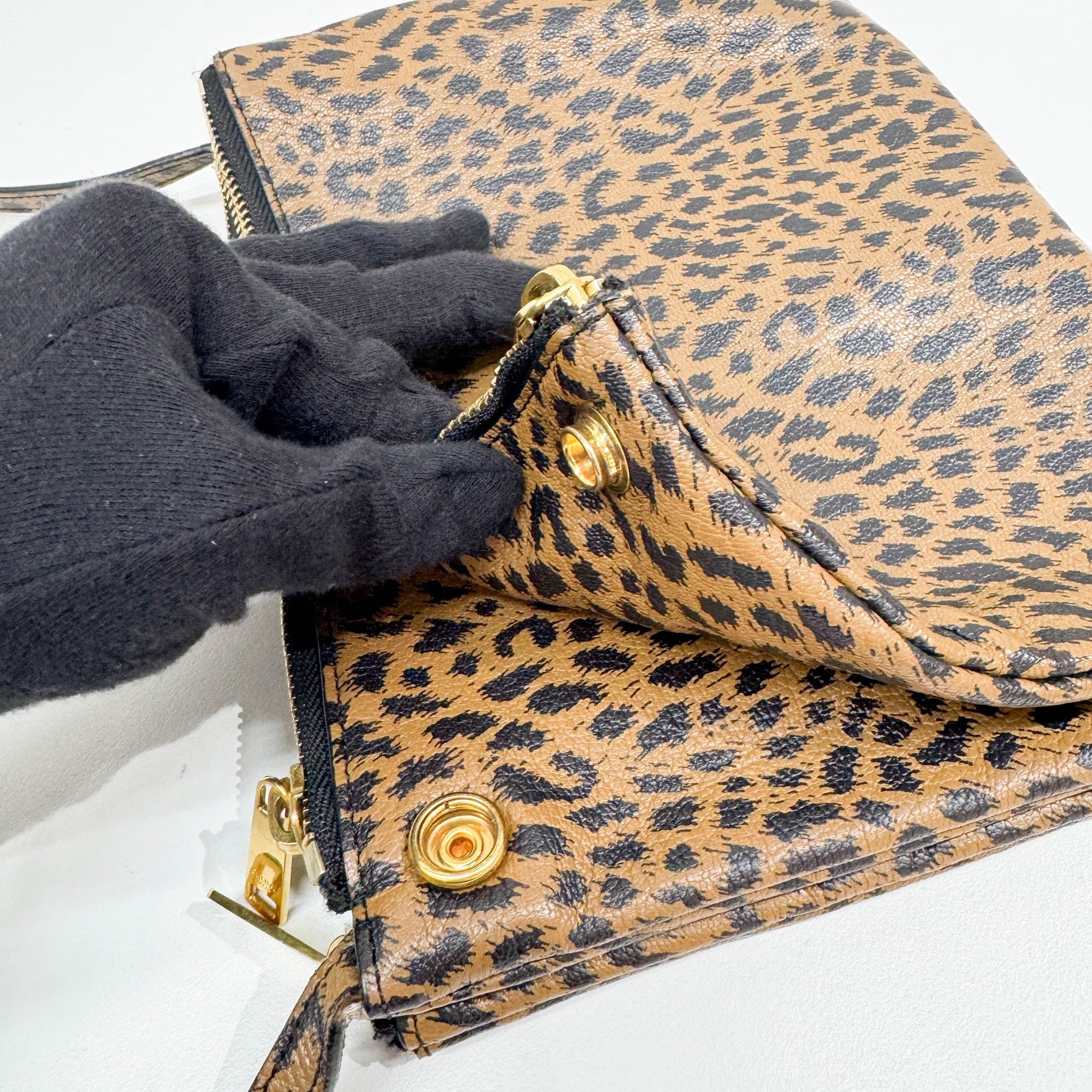3 in 1 Brown Cheetah Canvas Crossbody Bag