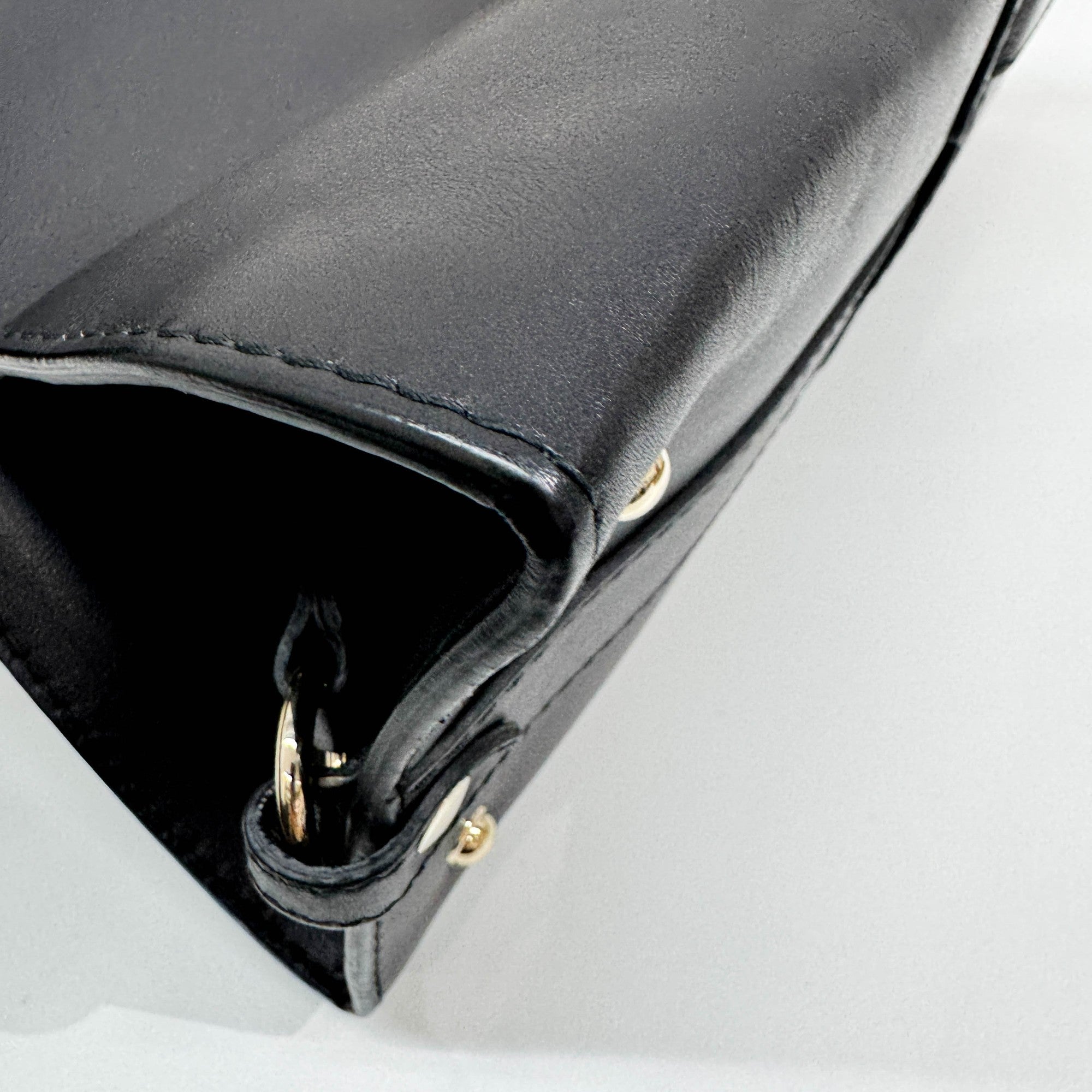Stirrup Black Leather Hand Bag
