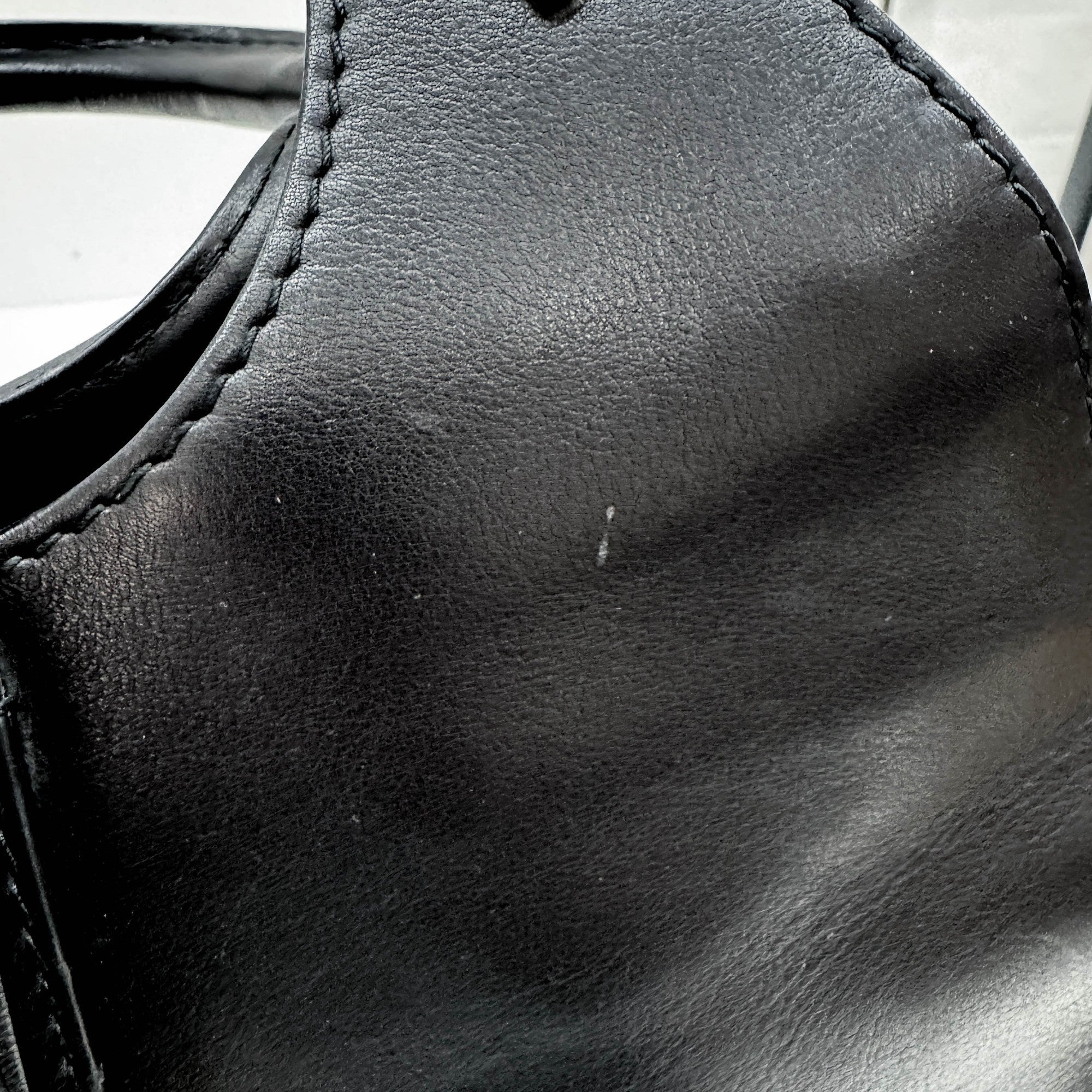 Stirrup Black Leather Hand Bag