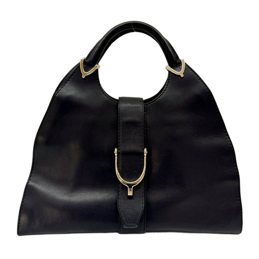 Stirrup Black Leather Hand Bag
