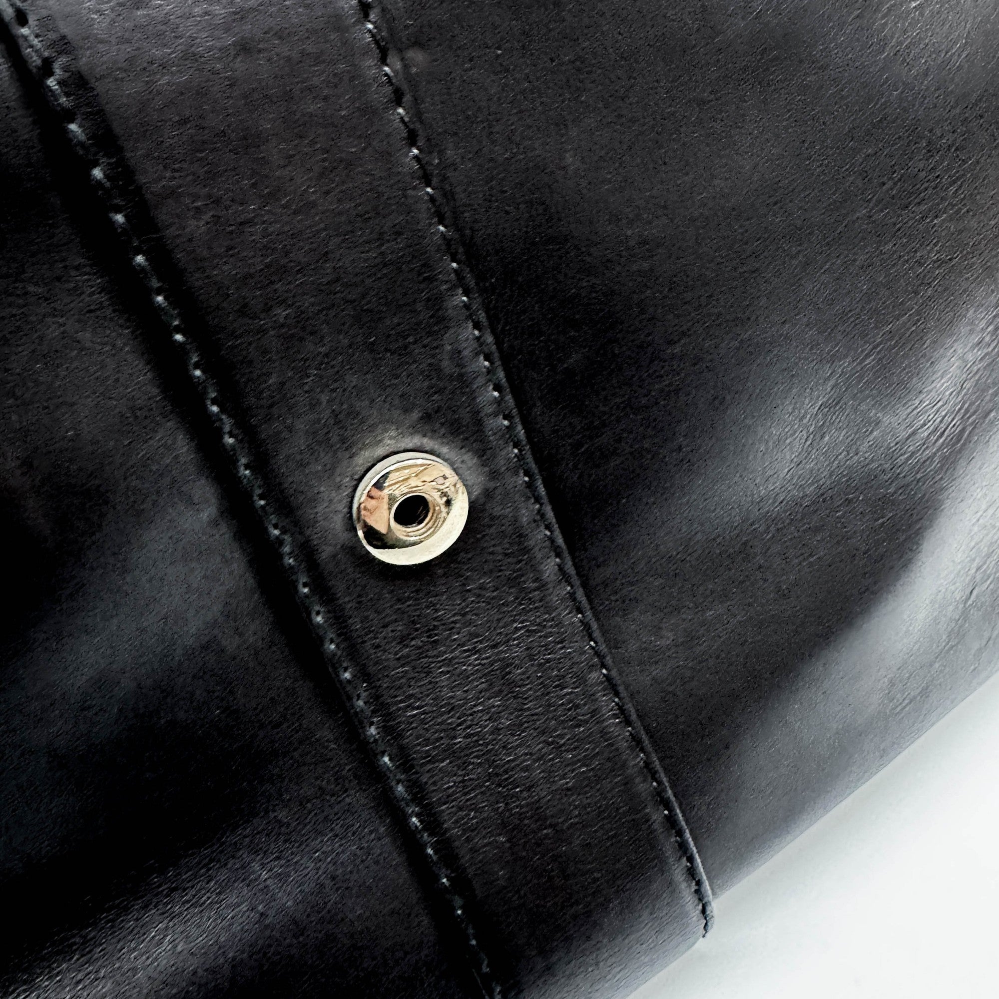 Stirrup Black Leather Hand Bag