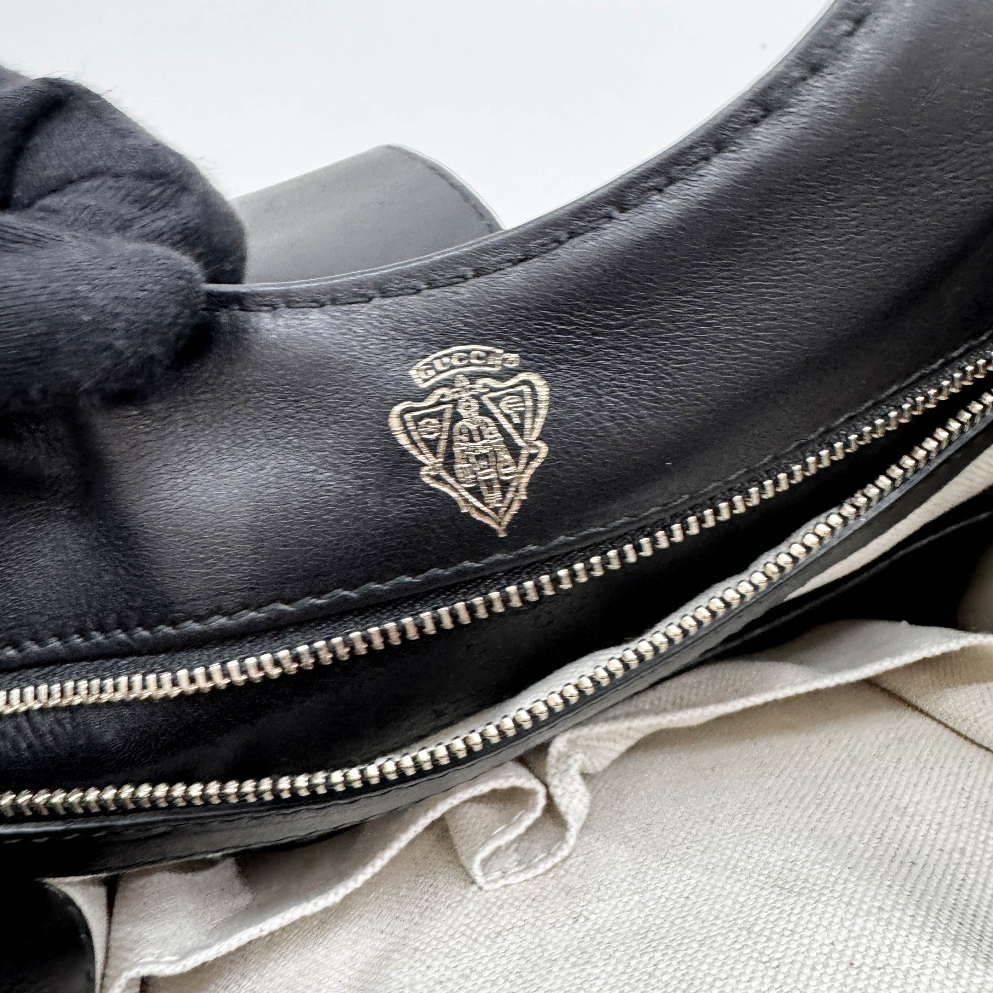 Stirrup Black Leather Hand Bag