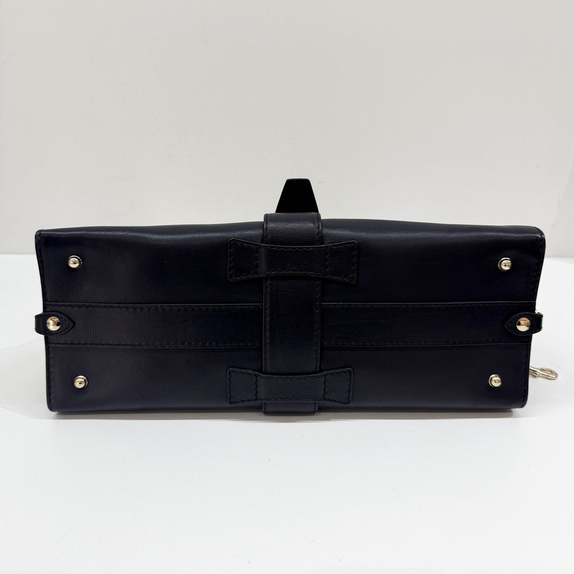 Stirrup Black Leather Hand Bag