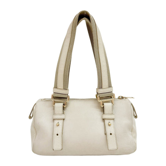 Boston/Bowling Beige Leather Shoulder Bag
