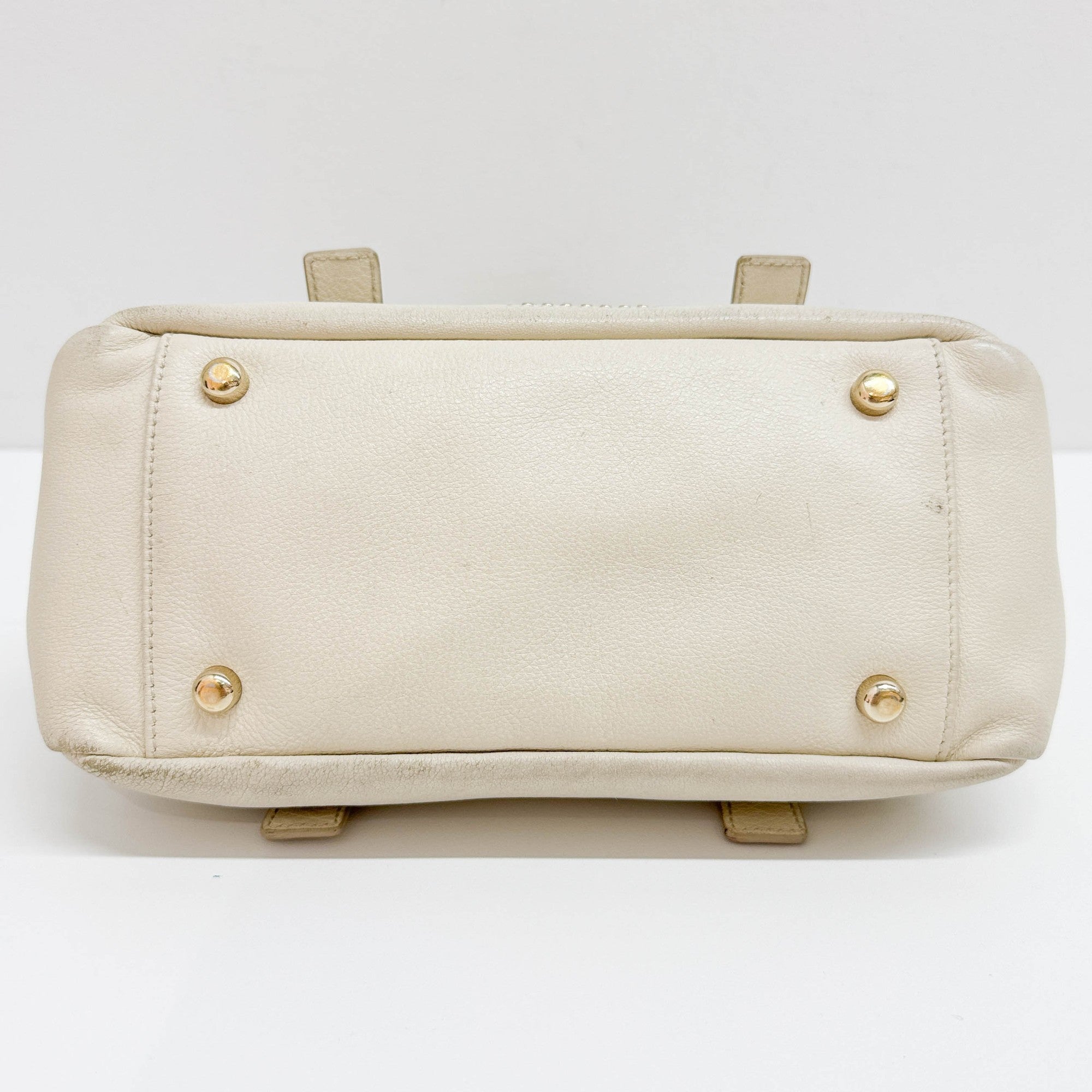 Boston/Bowling Beige Leather Shoulder Bag
