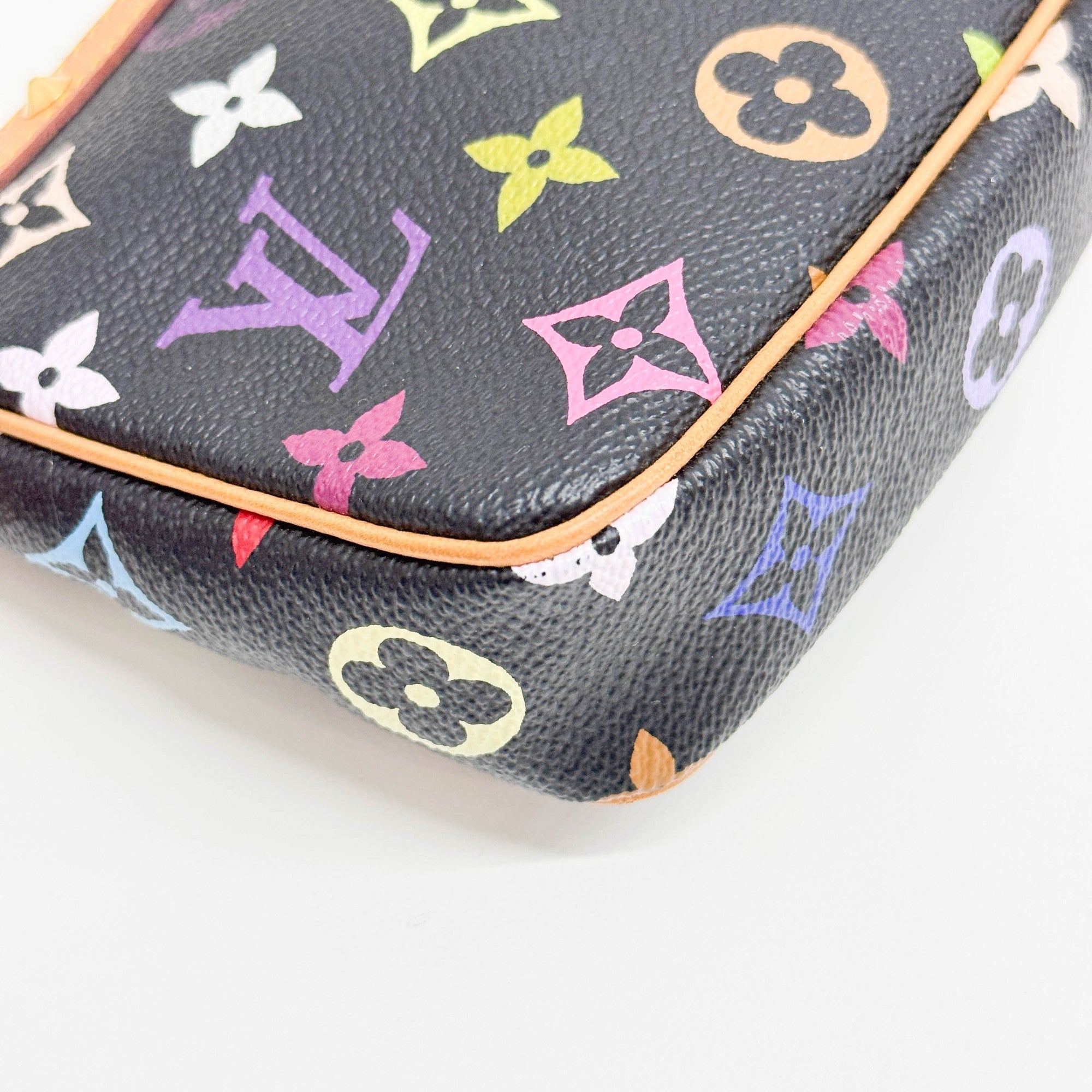 LV x Takashi Murakami Pochette Accessoire Black Monogram Canvas Hand Bag