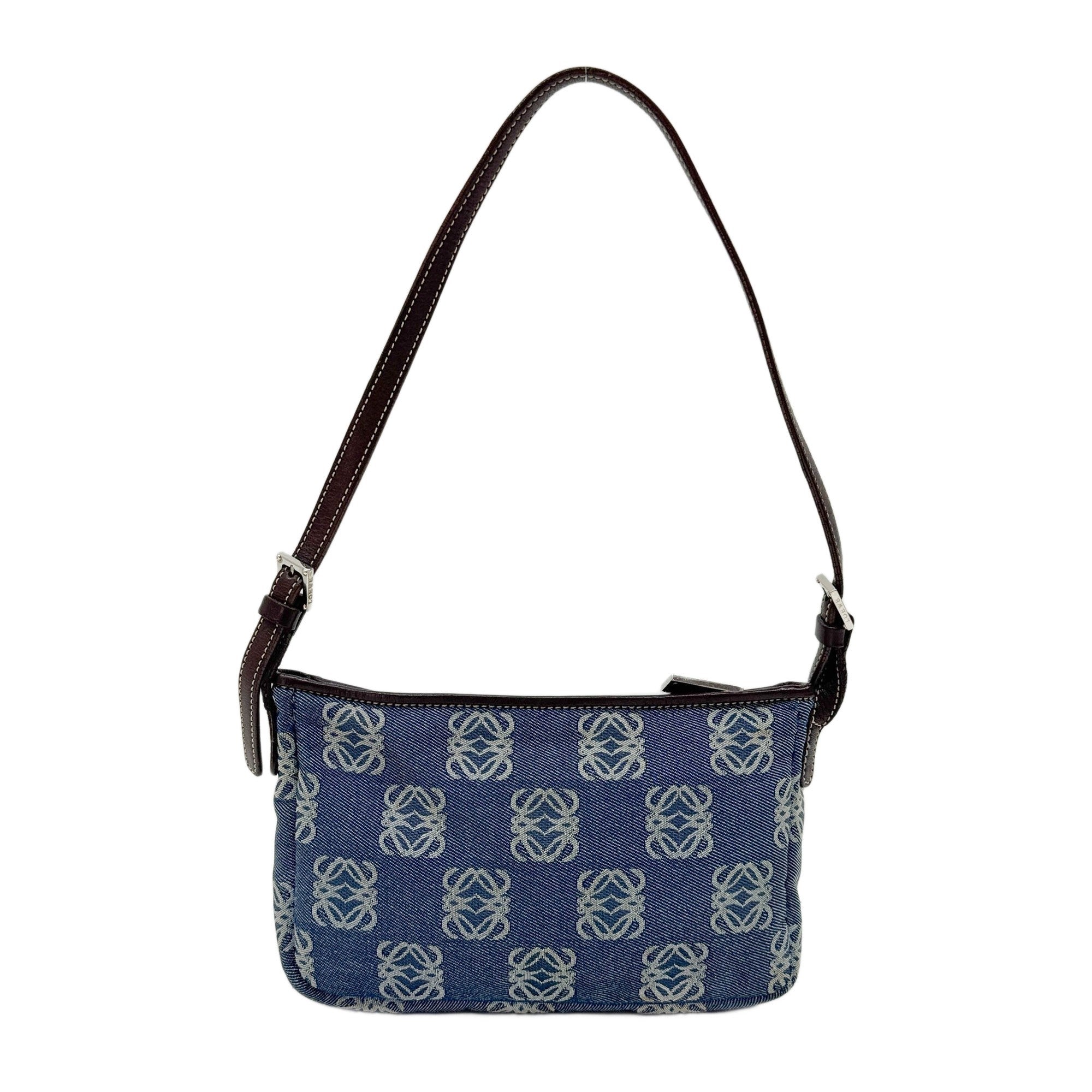 Blue Anagram Canvas Pouch Bag