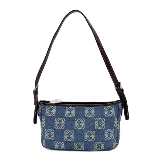 Blue Anagram Canvas Pouch Bag