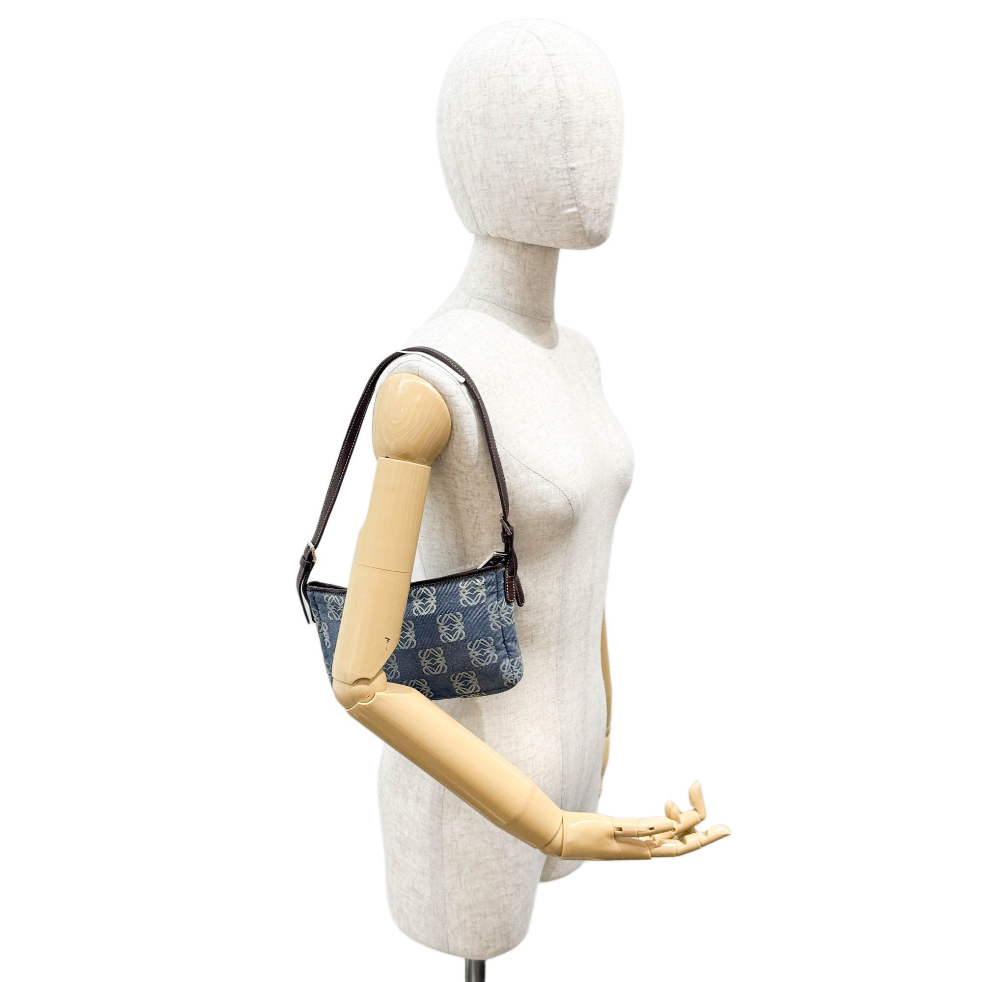 Blue Anagram Canvas Pouch Bag