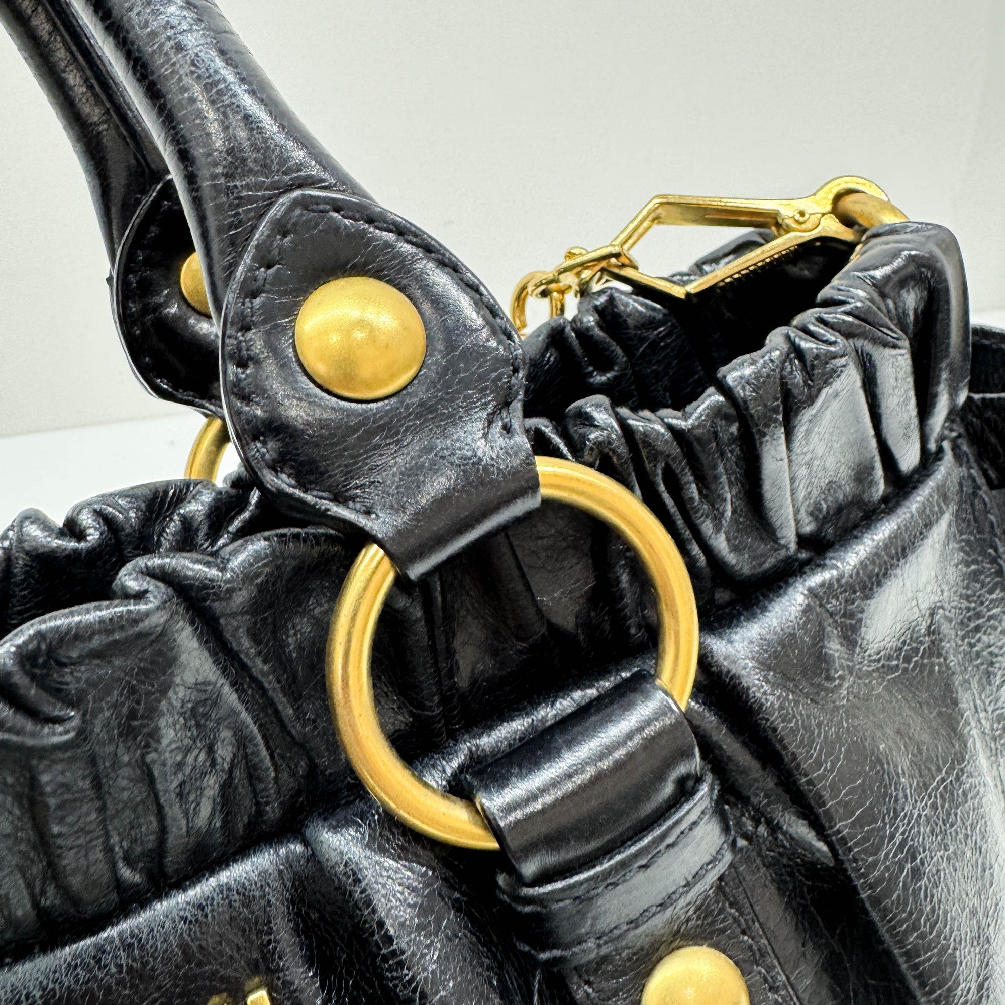 Vitello Black Leather Two Way Bag