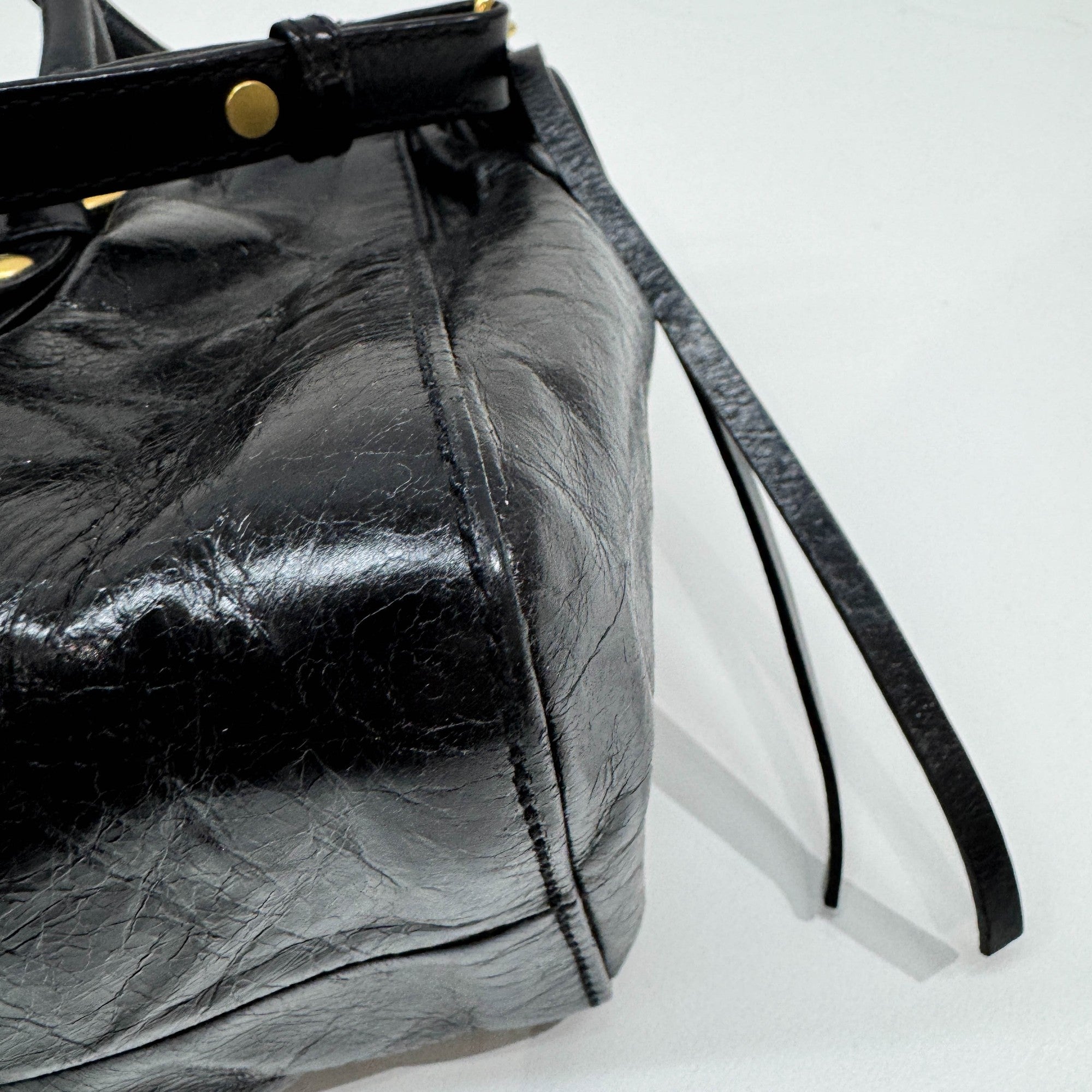 Vitello Black Leather Two Way Bag