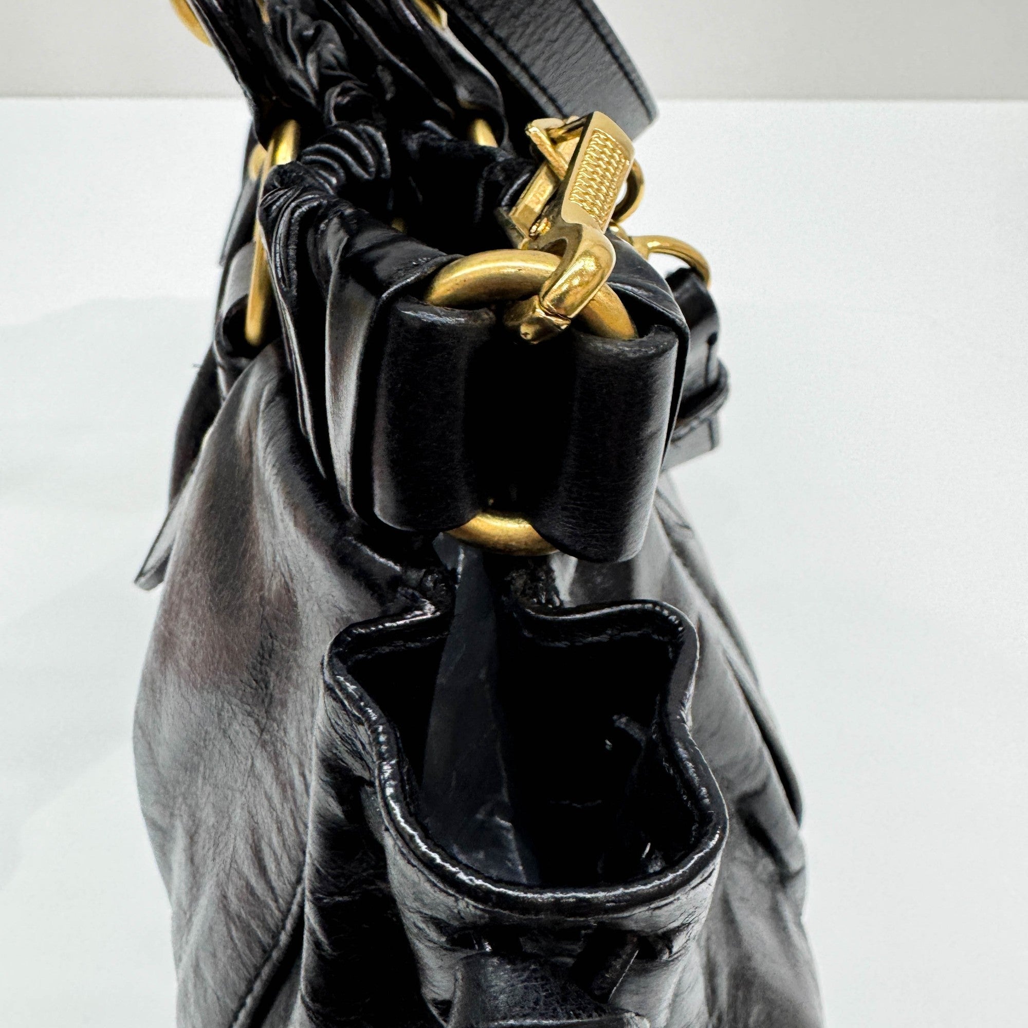 Vitello Black Leather Two Way Bag