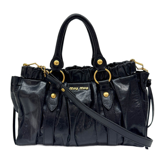 Vitello Black Leather Two Way Bag