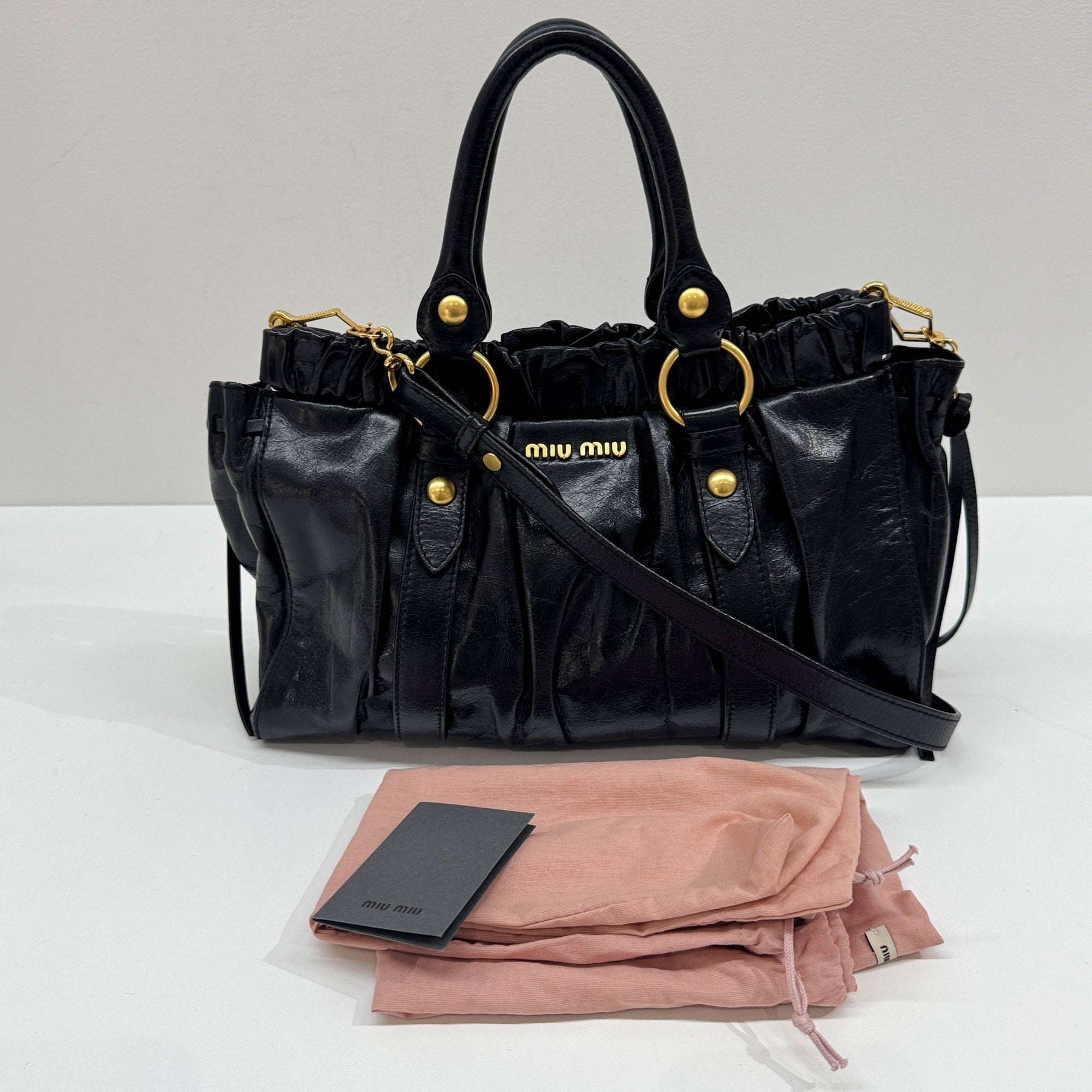 Vitello Black Leather Two Way Bag