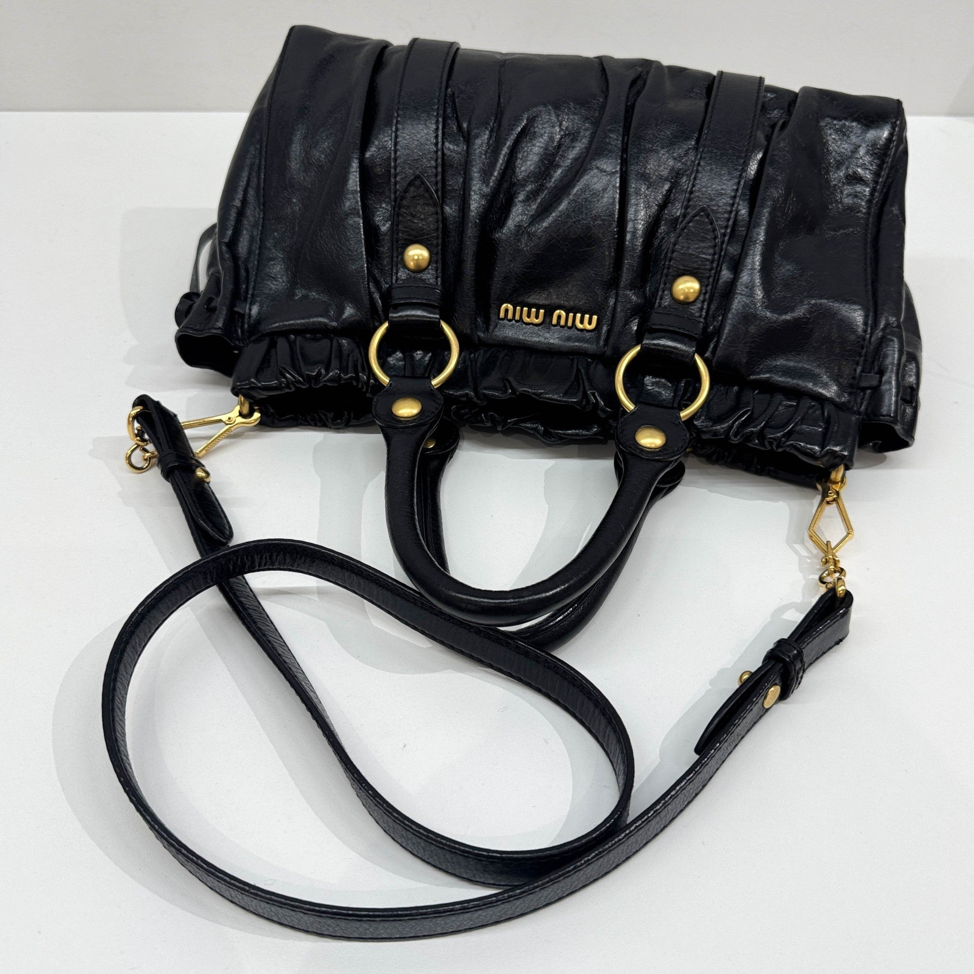 Vitello Black Leather Two Way Bag
