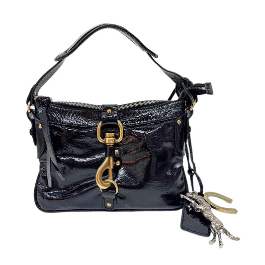 Kerala Black Patent Leather Hand Bag