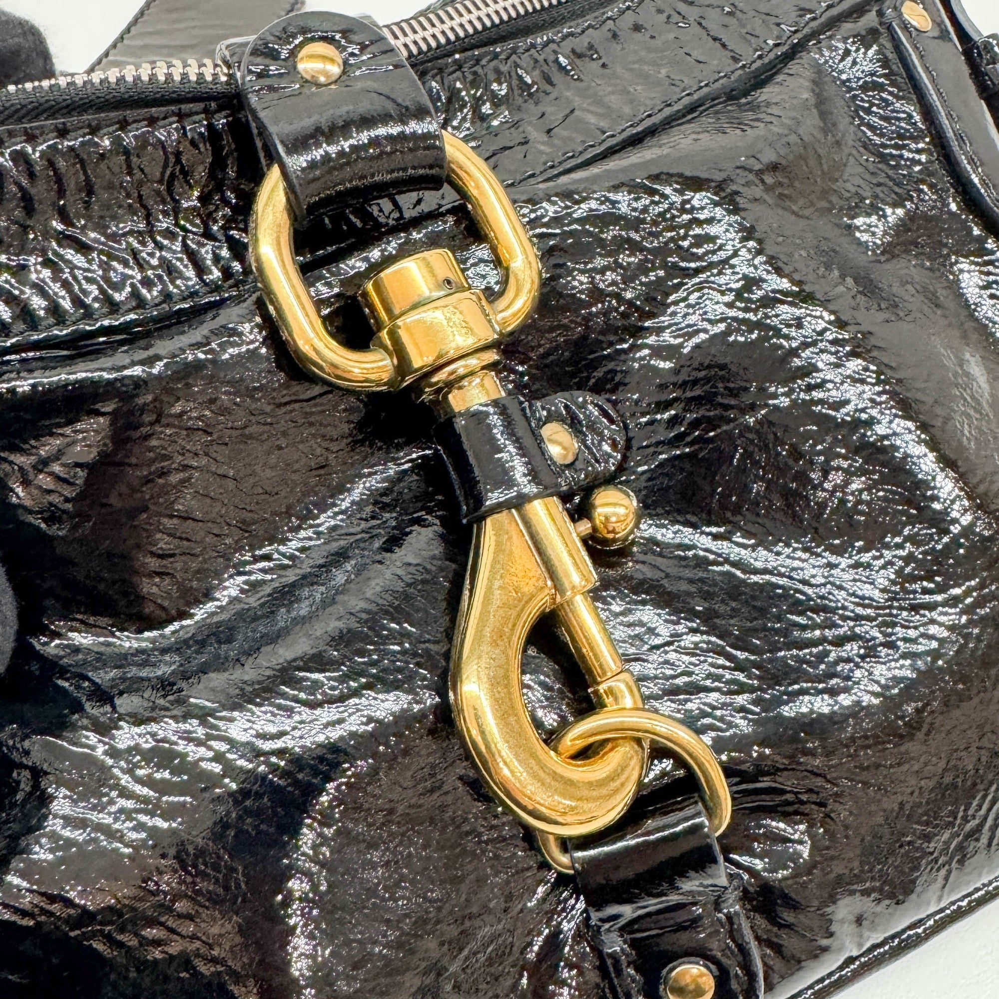 Kerala Black Patent Leather Hand Bag