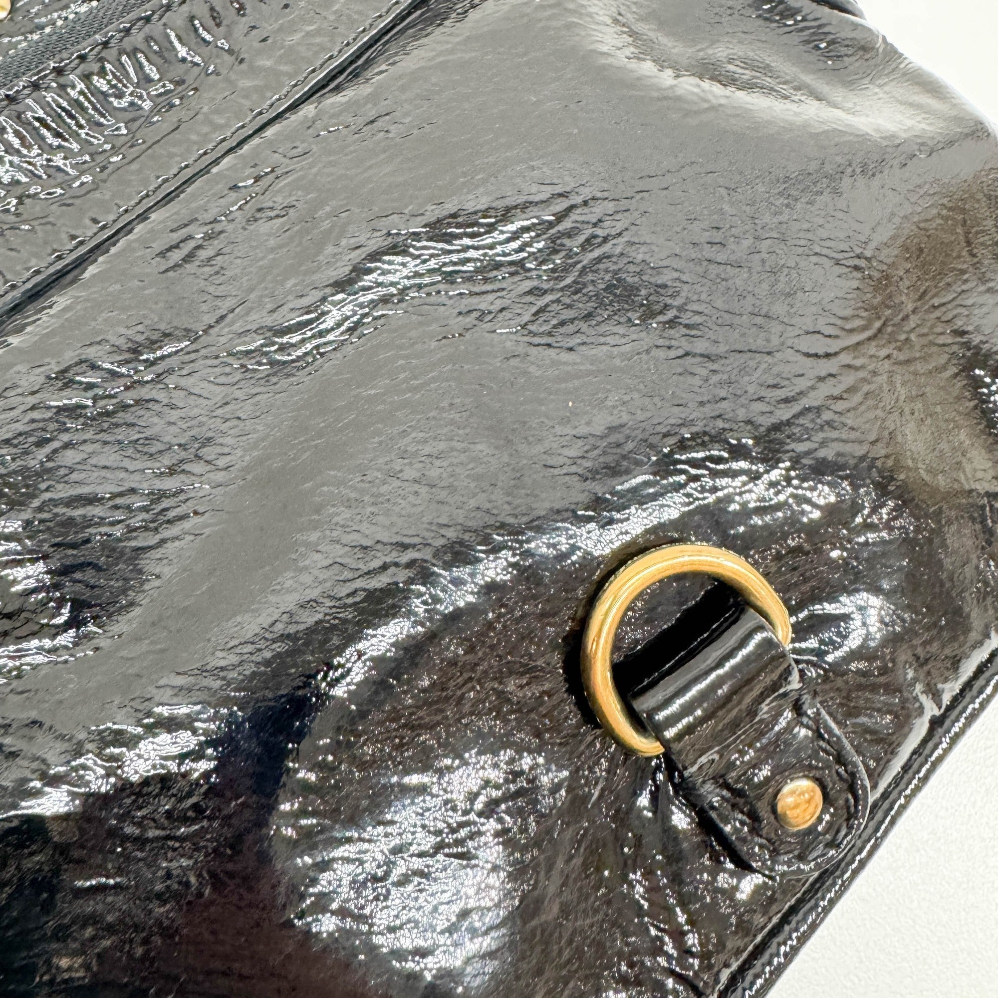 Kerala Black Patent Leather Hand Bag