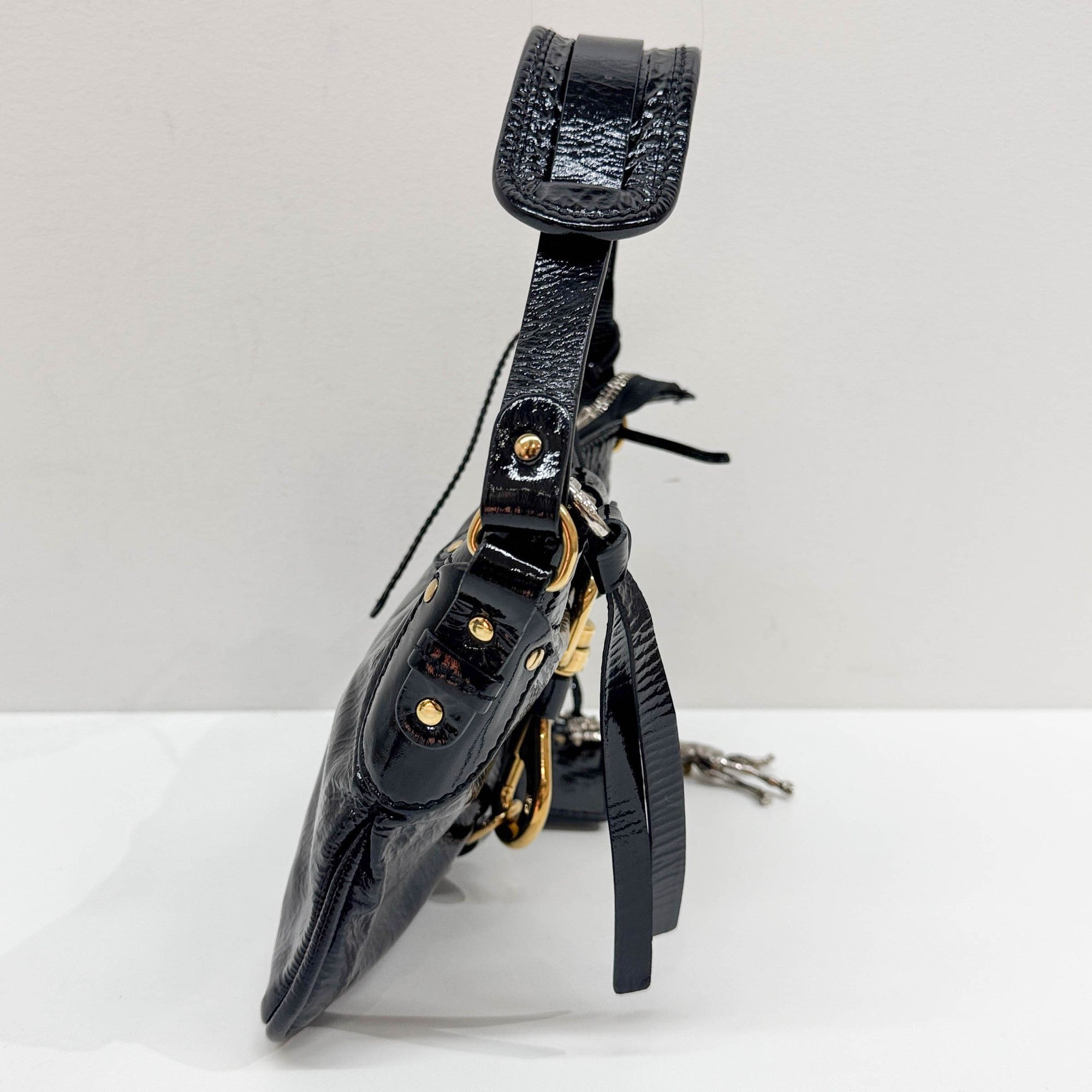 Kerala Black Patent Leather Hand Bag