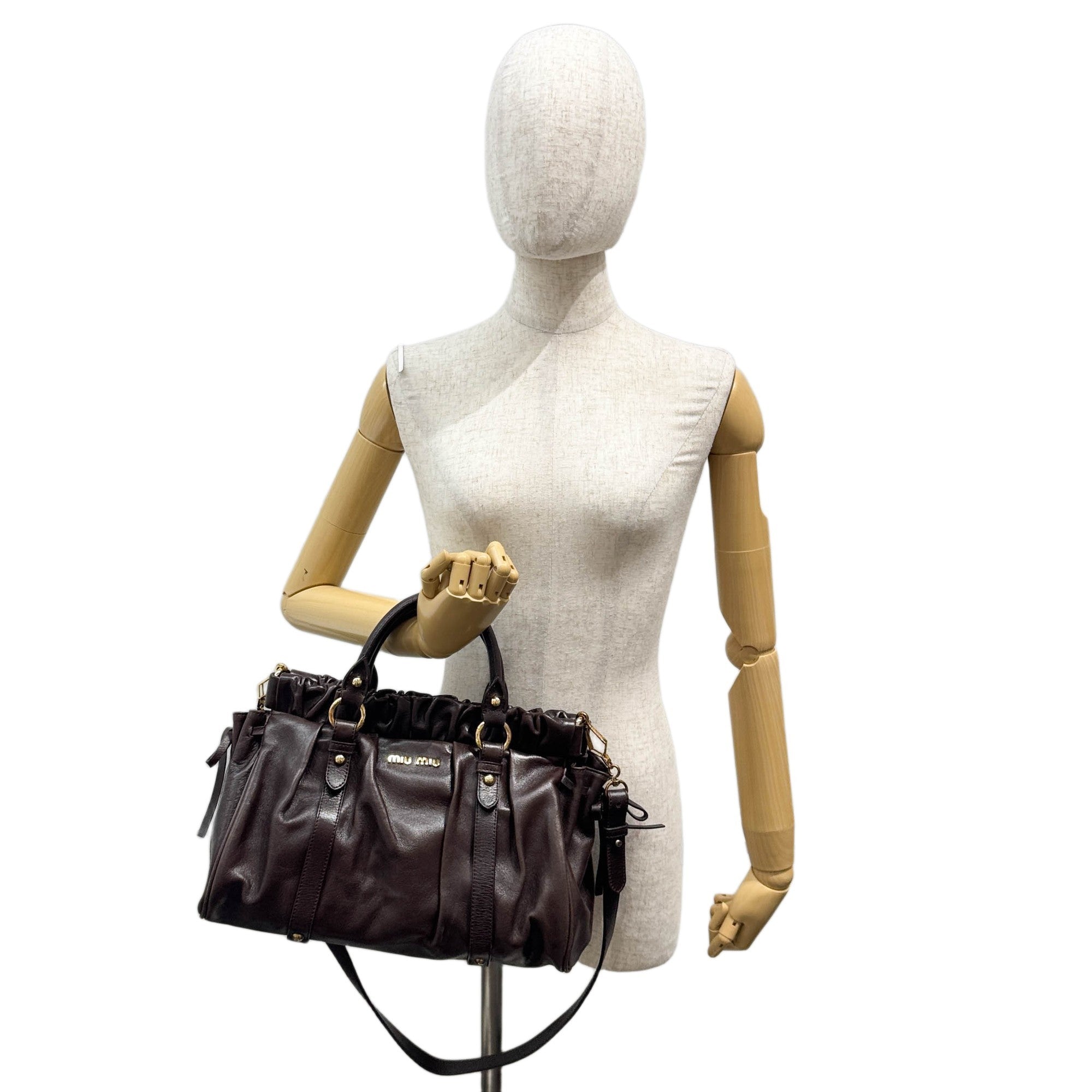 Vitello Dark Brown Leather Two Way Bag